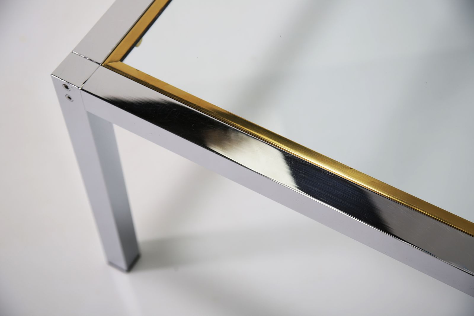Furniture Mid Century Chrome And Glass Coffee Table, Italy, 1970s. photo