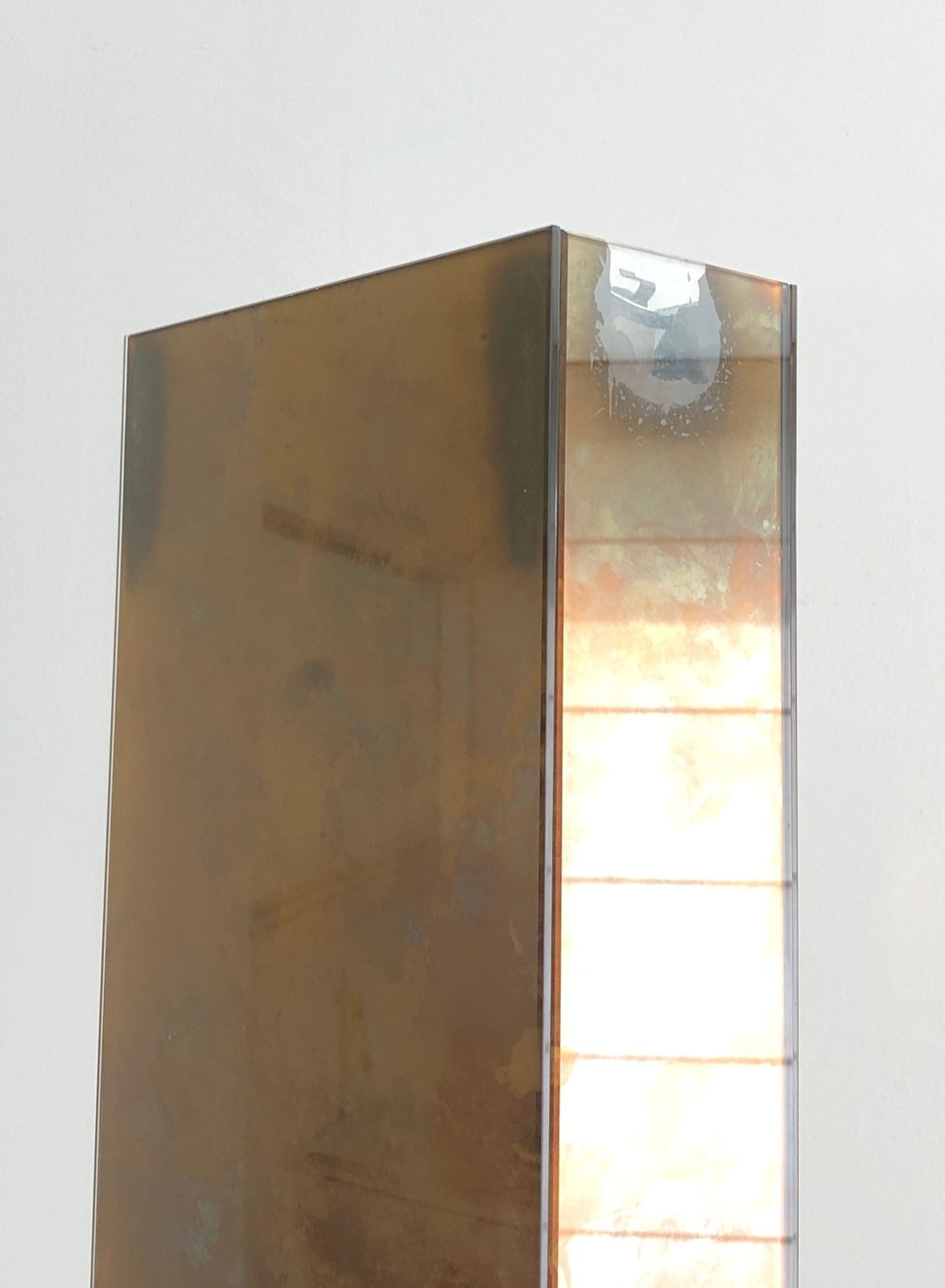 Floor Lamp In Golden Plexiglass And Golden Metal Base photo 1850.0