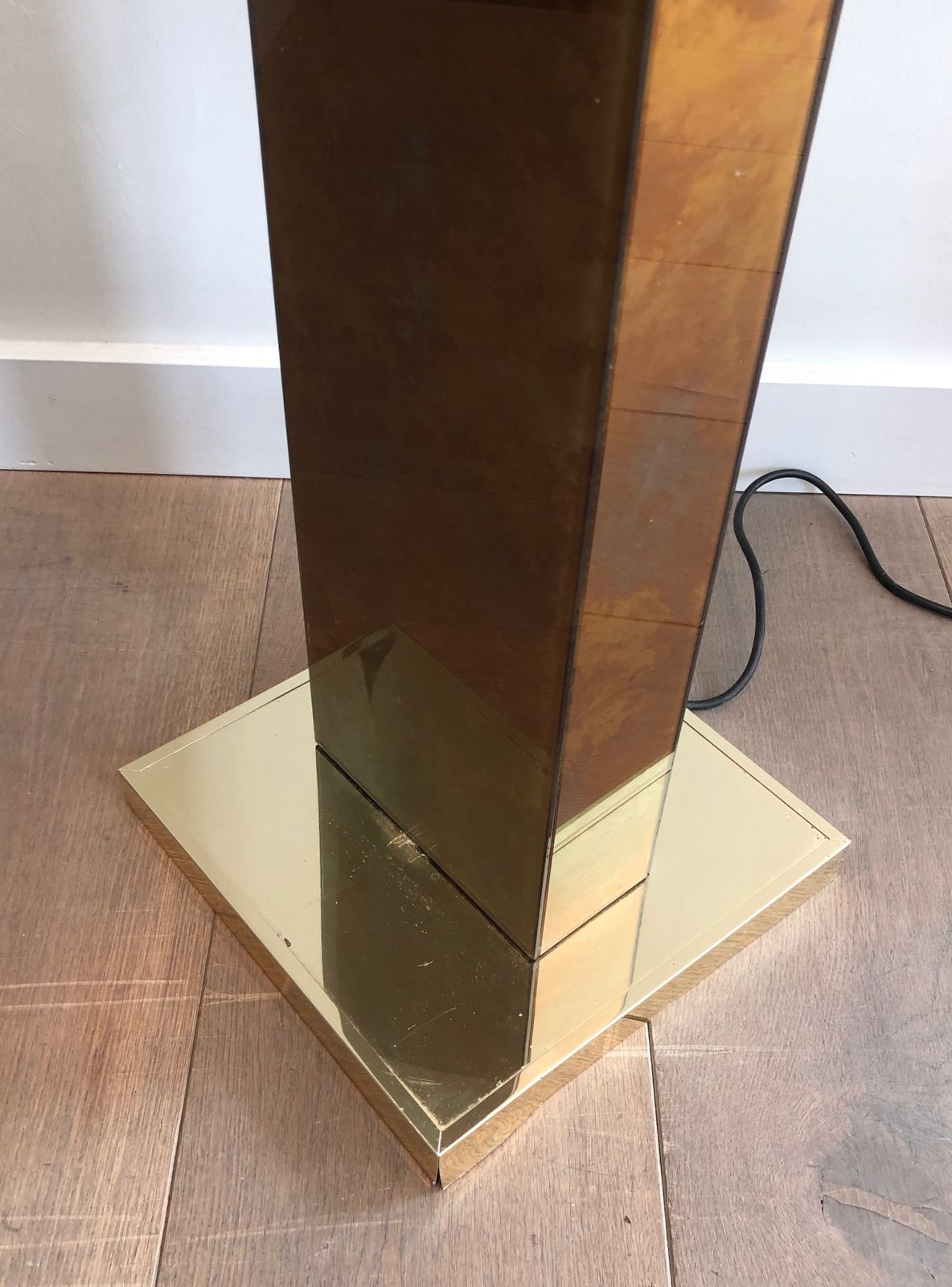 photo for sale Floor Lamp In Golden Plexiglass And Golden Metal Base