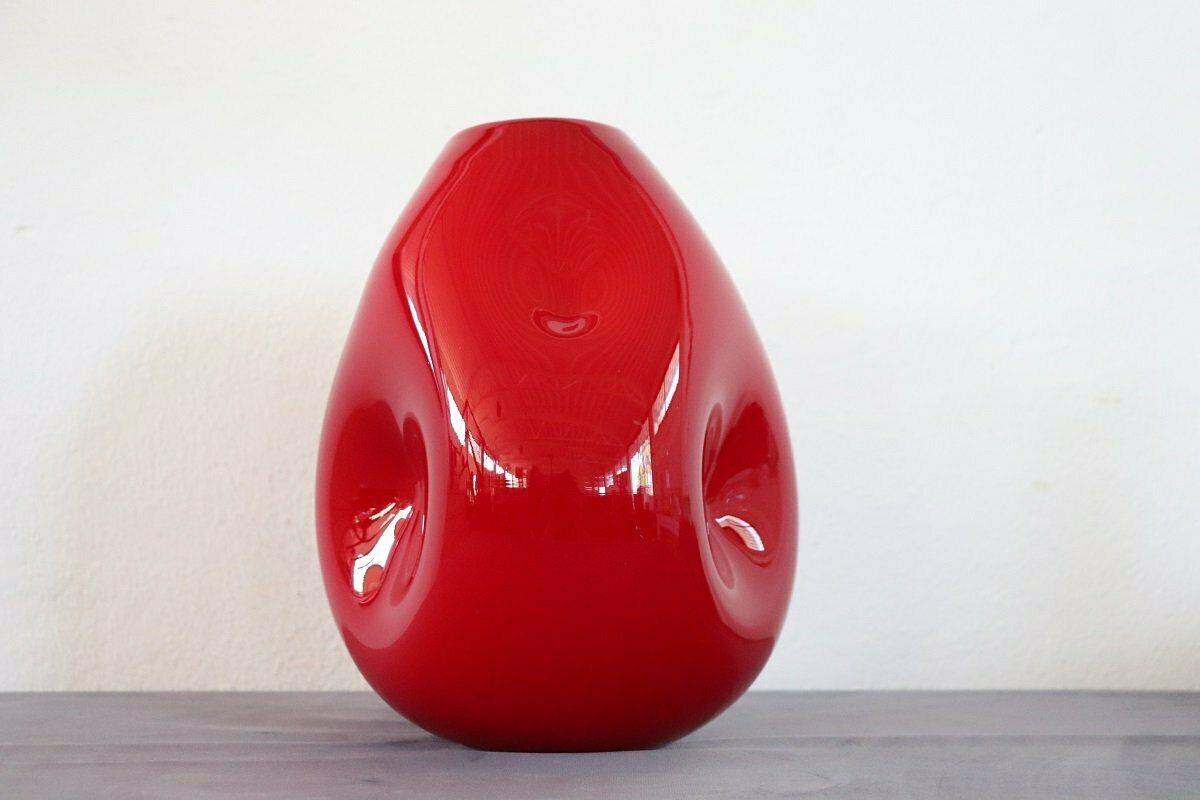 Vintage Italian Reed Vase In Murano Art Glass, 1970s photo 2144.0