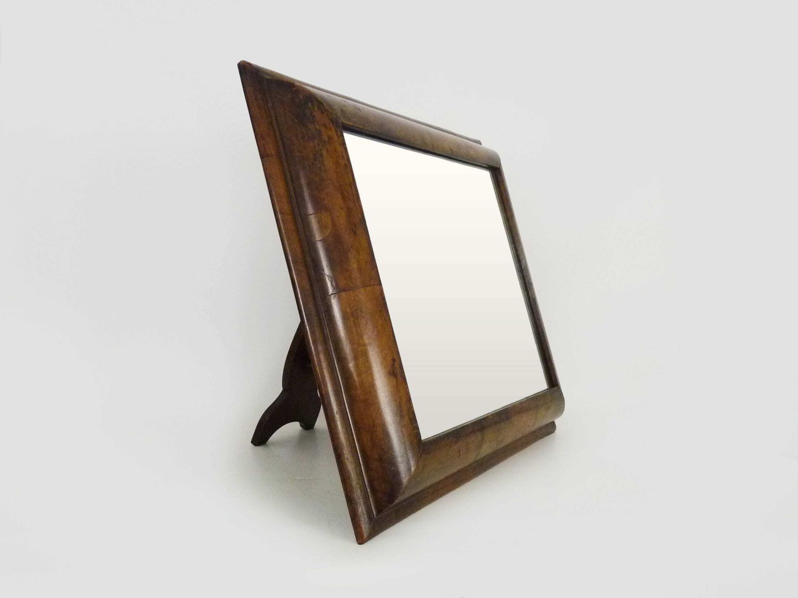 Very Large Psyche Mirror In Walnut Wood. Orthodox Bible Mirror. 19th Century. 53x63 Cm   20.86x24.80 " photo for sale