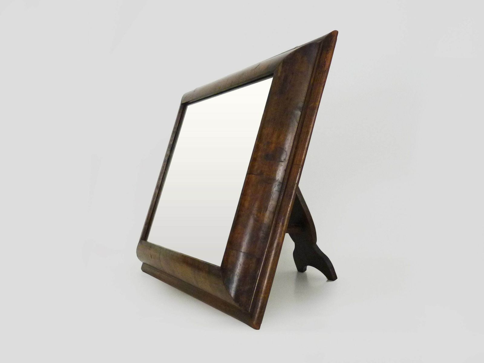 Very Large Psyche Mirror In Walnut Wood. Orthodox Bible Mirror. 19th Century. 53x63 Cm   20.86x24.80 " photo Home Decor