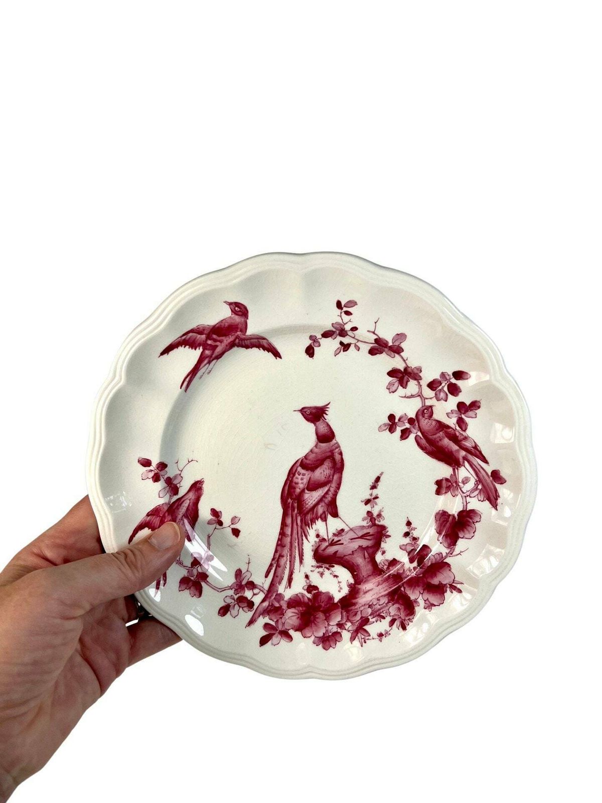Copeland And Spode Pink Chelsea Bird Tea Plate, 1930s, Antique Pink Wall Plate photo for sale