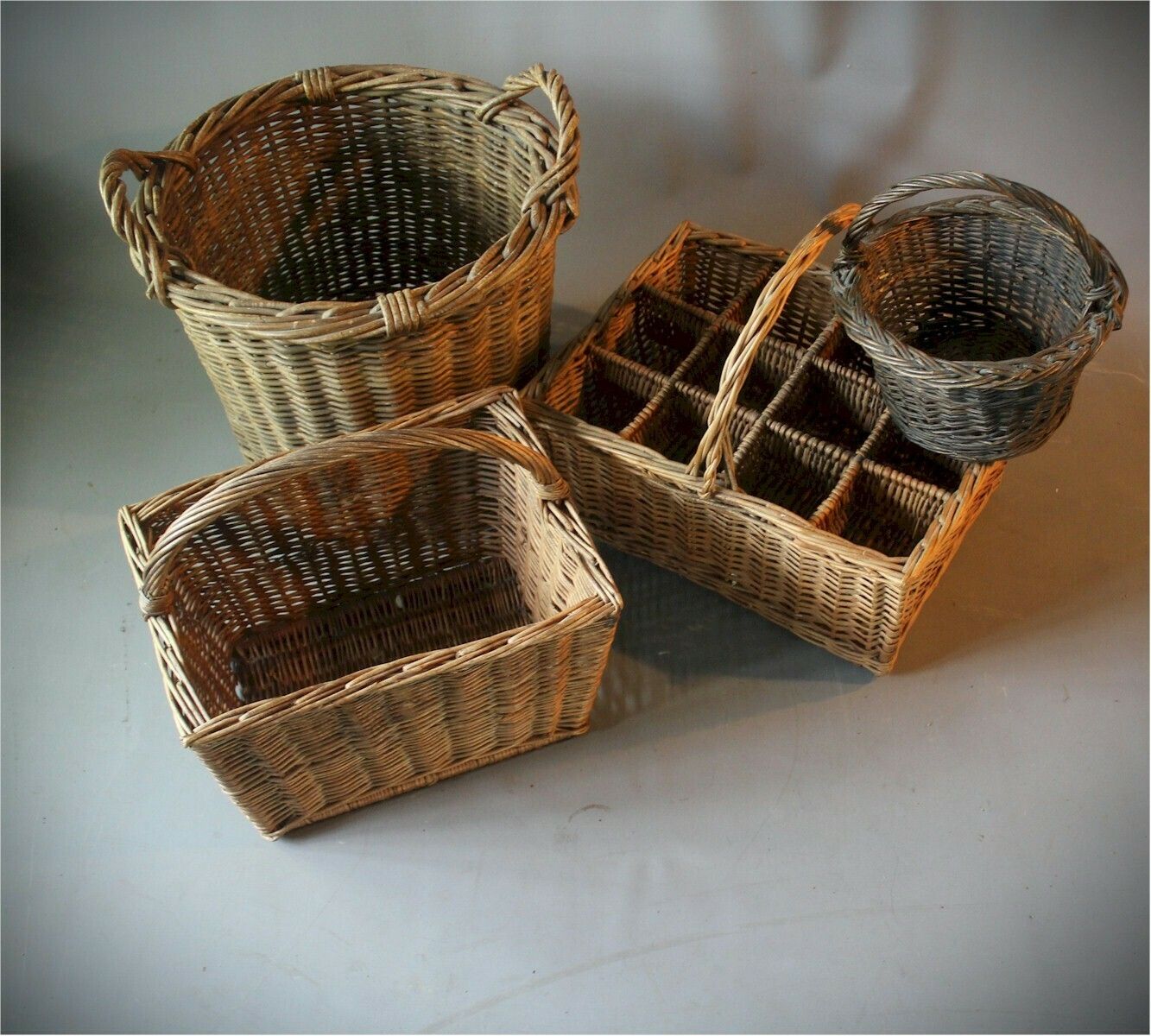 Wicker Basket Bottle Carrier photo for sale