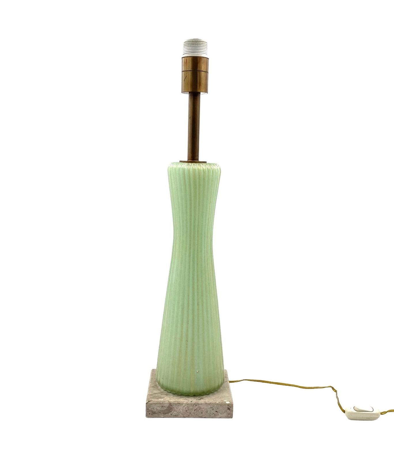Lighting Mid Century Modern Green Murano Glass Table Lamp, Barovier & Toso Italy, 1940s photo