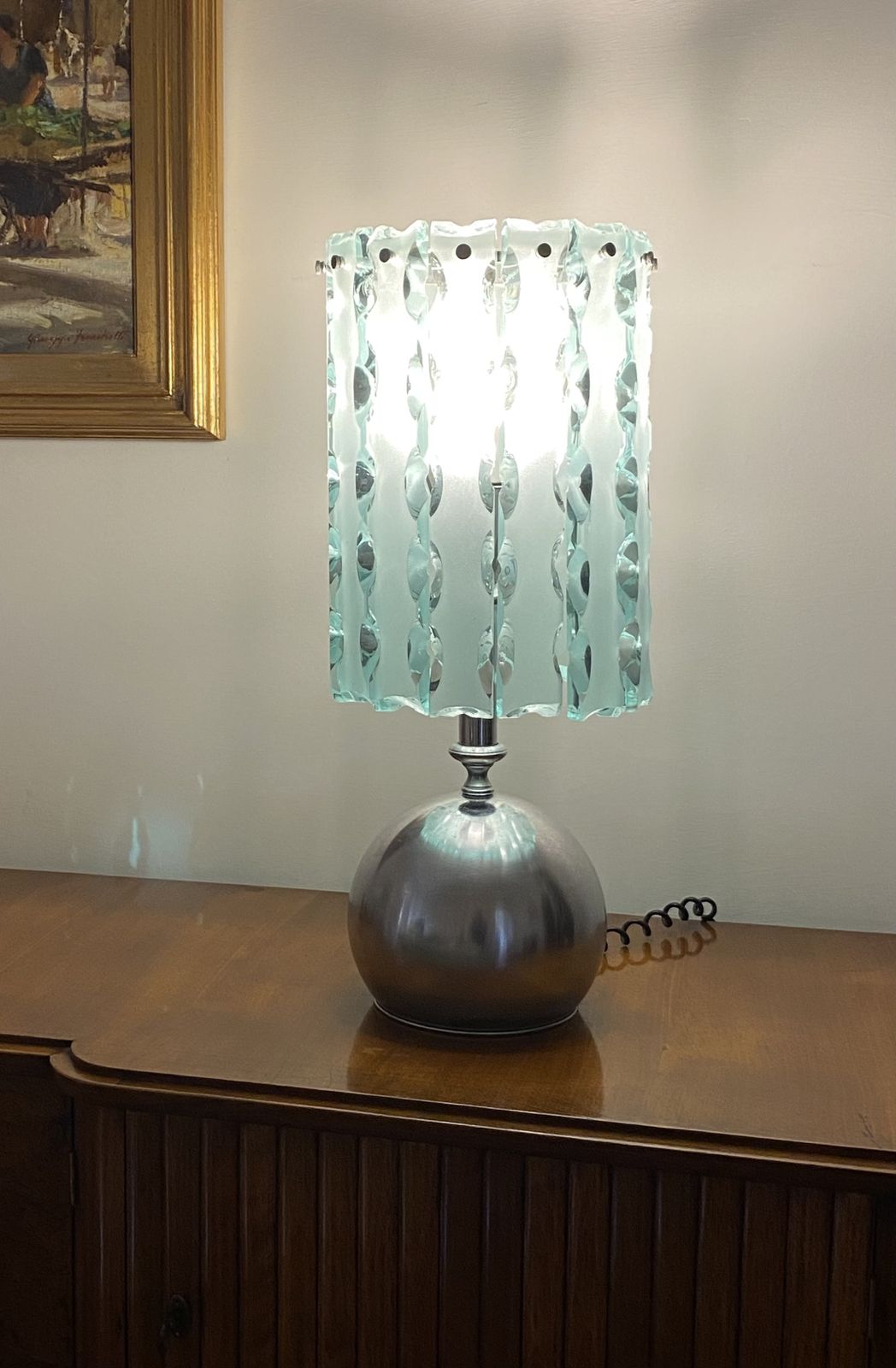 Max Ingrand, Molded Glass Table Lamp, Zero Quattro Per Fontana Arte, Italy Circa 1970 photo Lighting