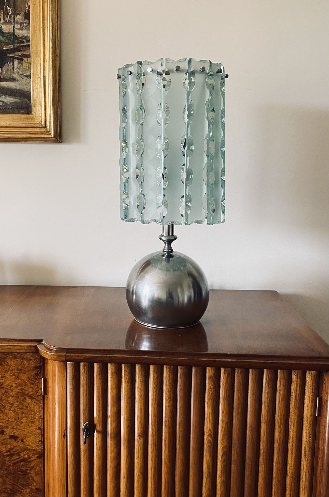 Max Ingrand, Molded Glass Table Lamp, Zero Quattro Per Fontana Arte, Italy Circa 1970 photo buy