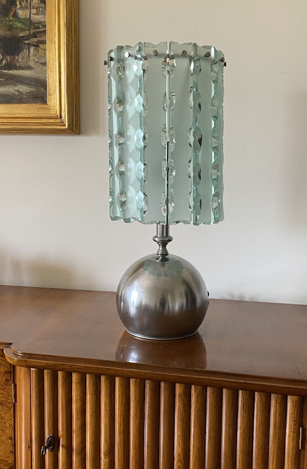1800.0 Max Ingrand, Molded Glass Table Lamp, Zero Quattro Per Fontana Arte, Italy Circa 1970 photo