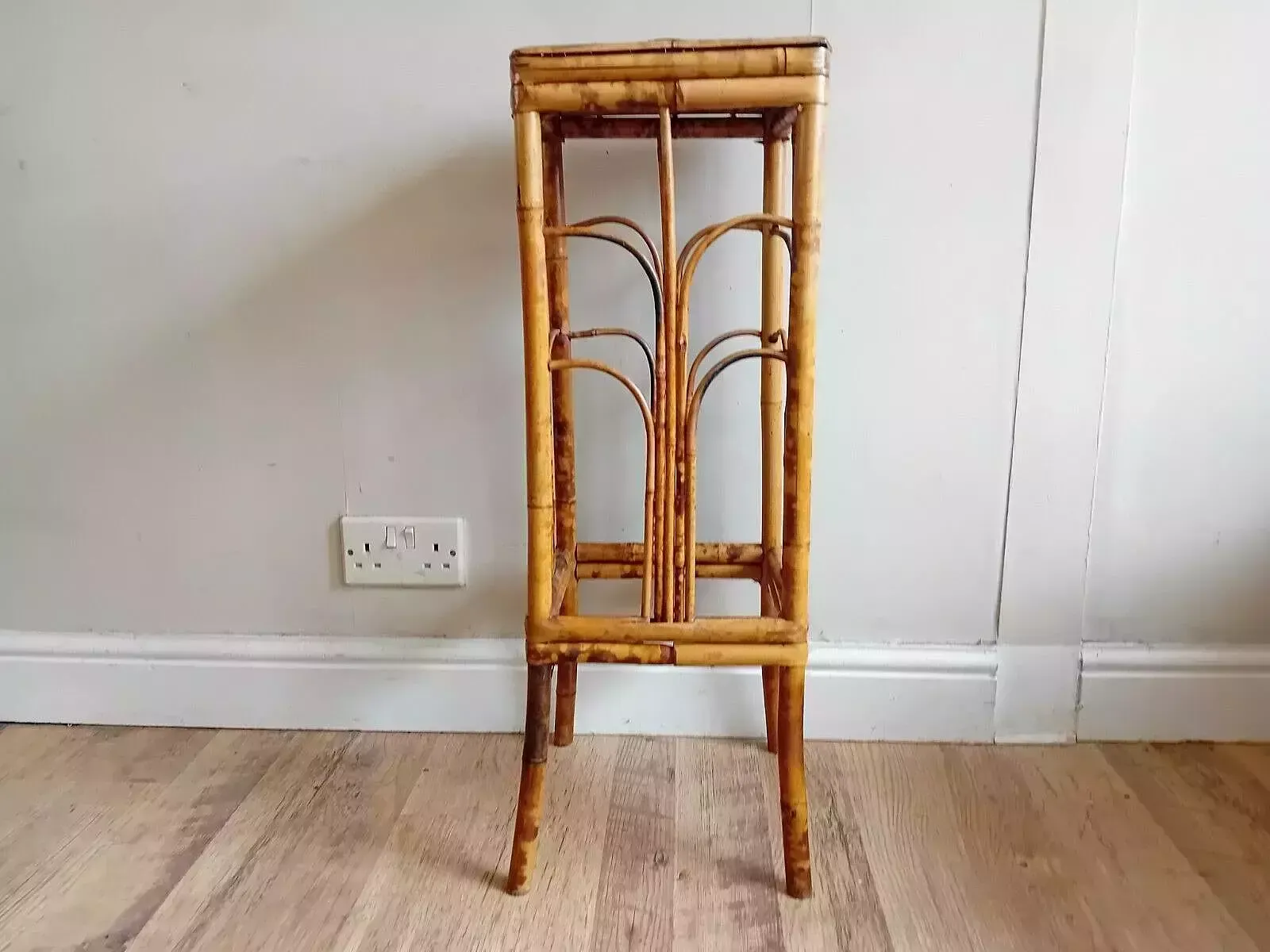 Delightful Antique Tiger Bamboo Victorian Side / Hall / Lamp Table / Plant Stand photo furniture