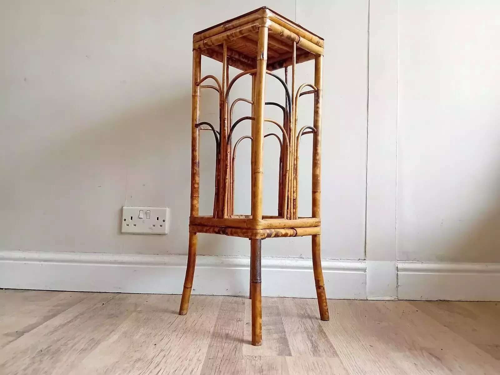 Delightful Antique Tiger Bamboo Victorian Side / Hall / Lamp Table / Plant Stand photo buy