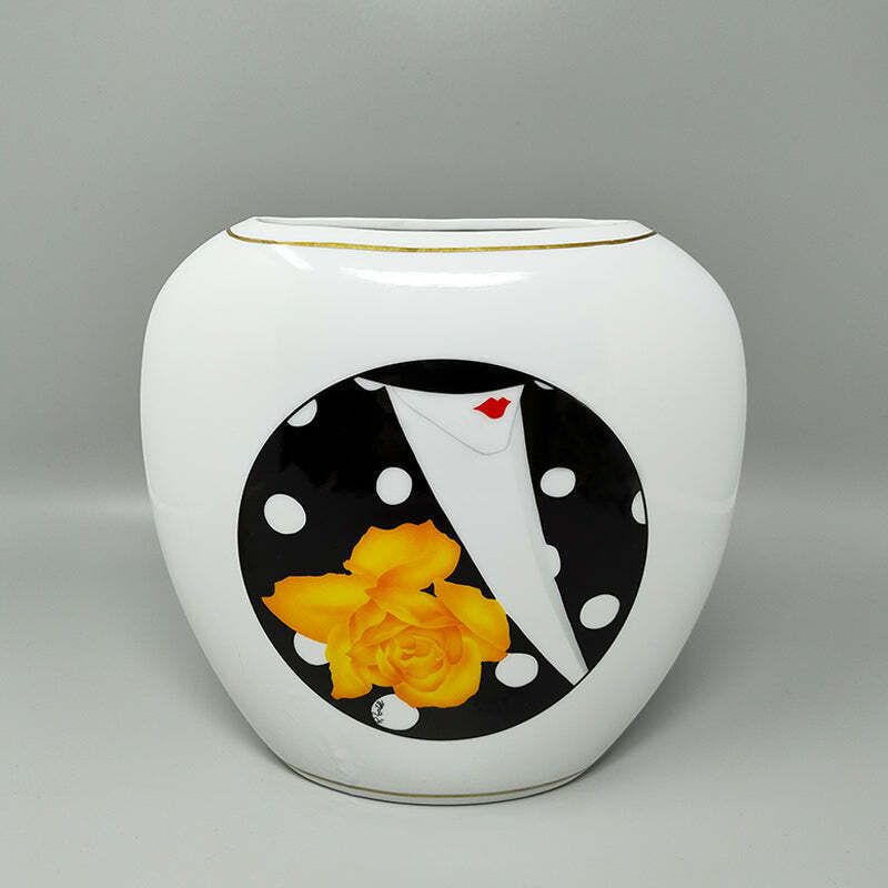 1970s Gogeous Porcelain Vase By R. Ortol For Limoges. Made In France photo furniture