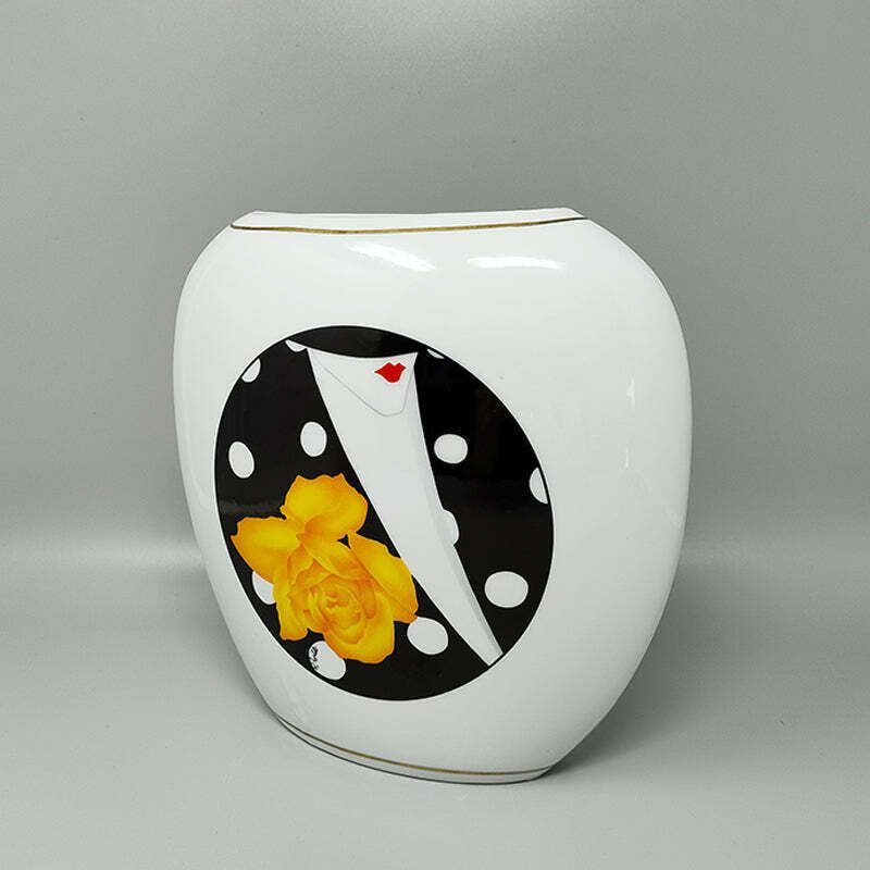 1970s Gogeous Porcelain Vase By R. Ortol For Limoges. Made In France photo Home Decor