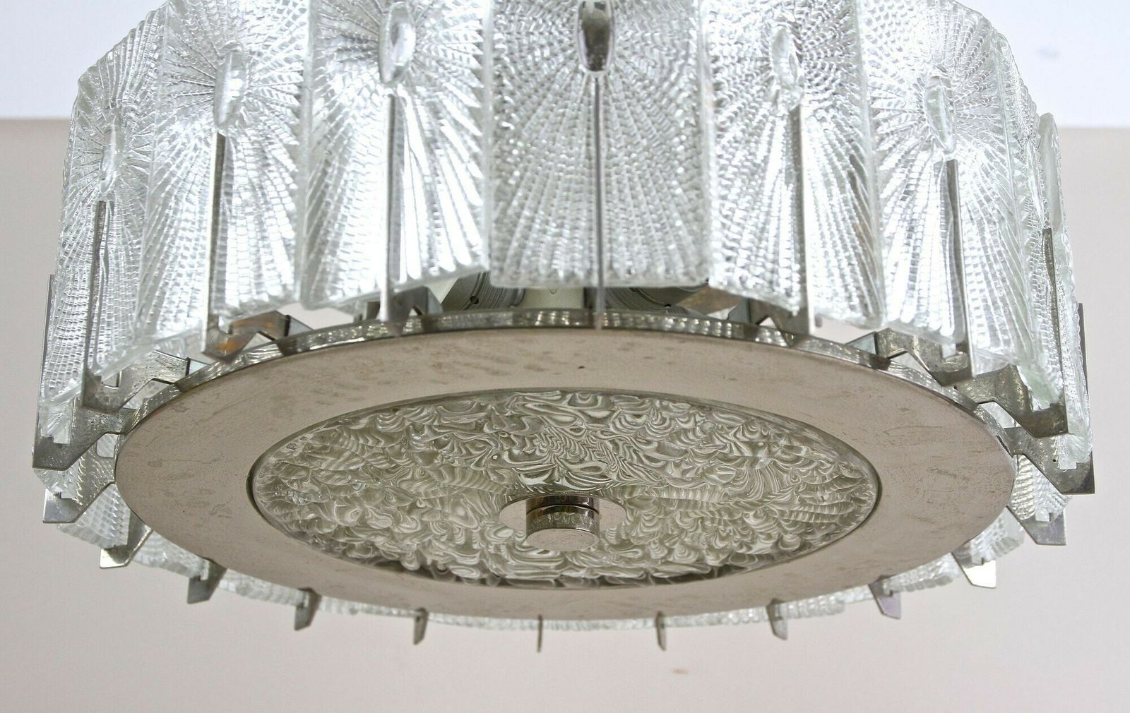 photo furniture Mid Century Modern Three Tier Glass Chandelier By Rupert Nikoll, Austria 1950s