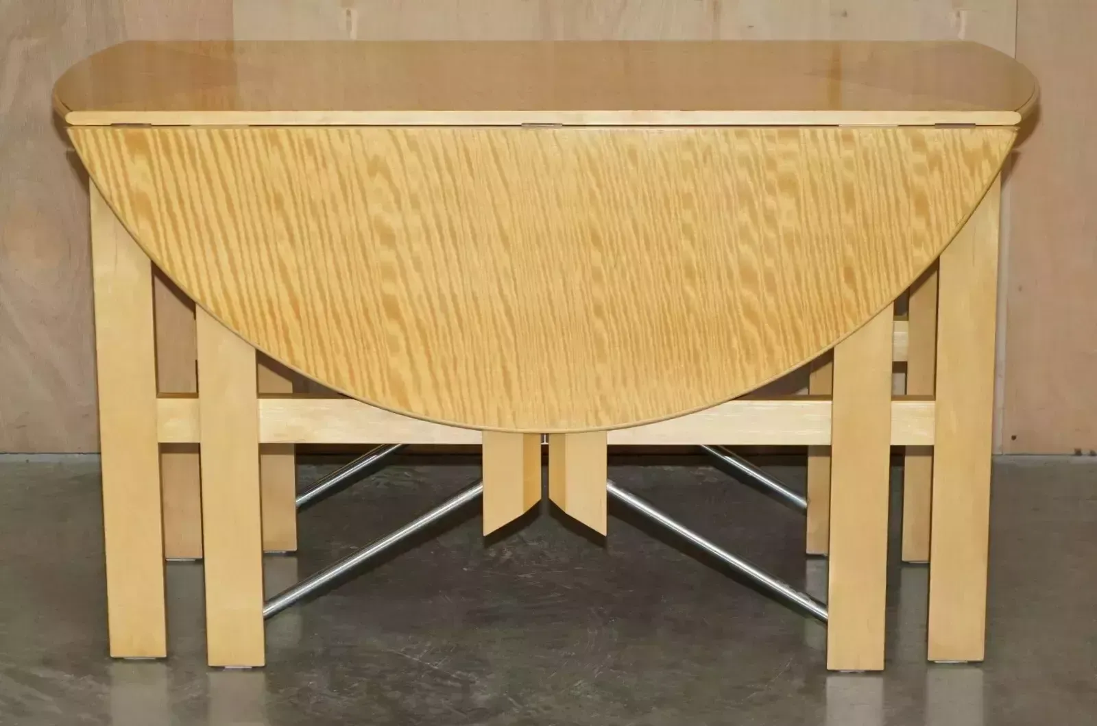 Stunning Andrew Varah Satinwood Walnut Round Extending Dining Table With Drawers photo vintage