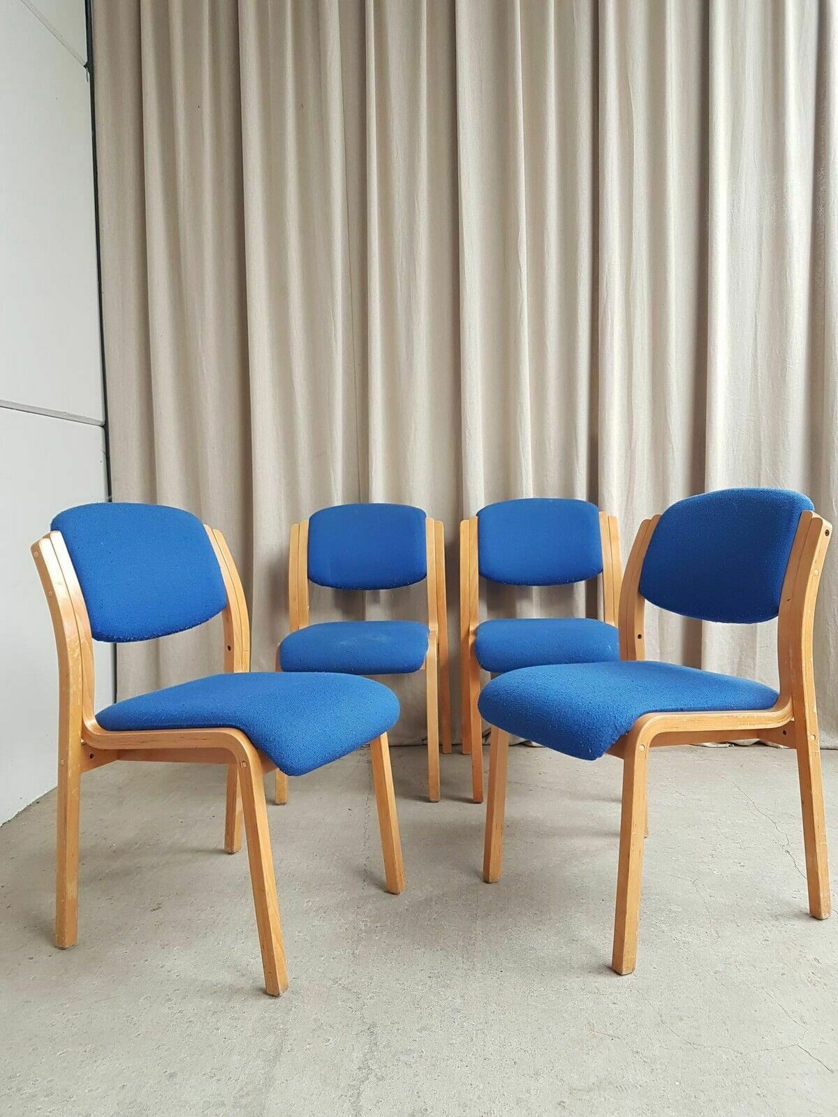 Vtg Late Mid Century Set Of 4 Modernist Style Dining Chairs Scandi Retro R504
