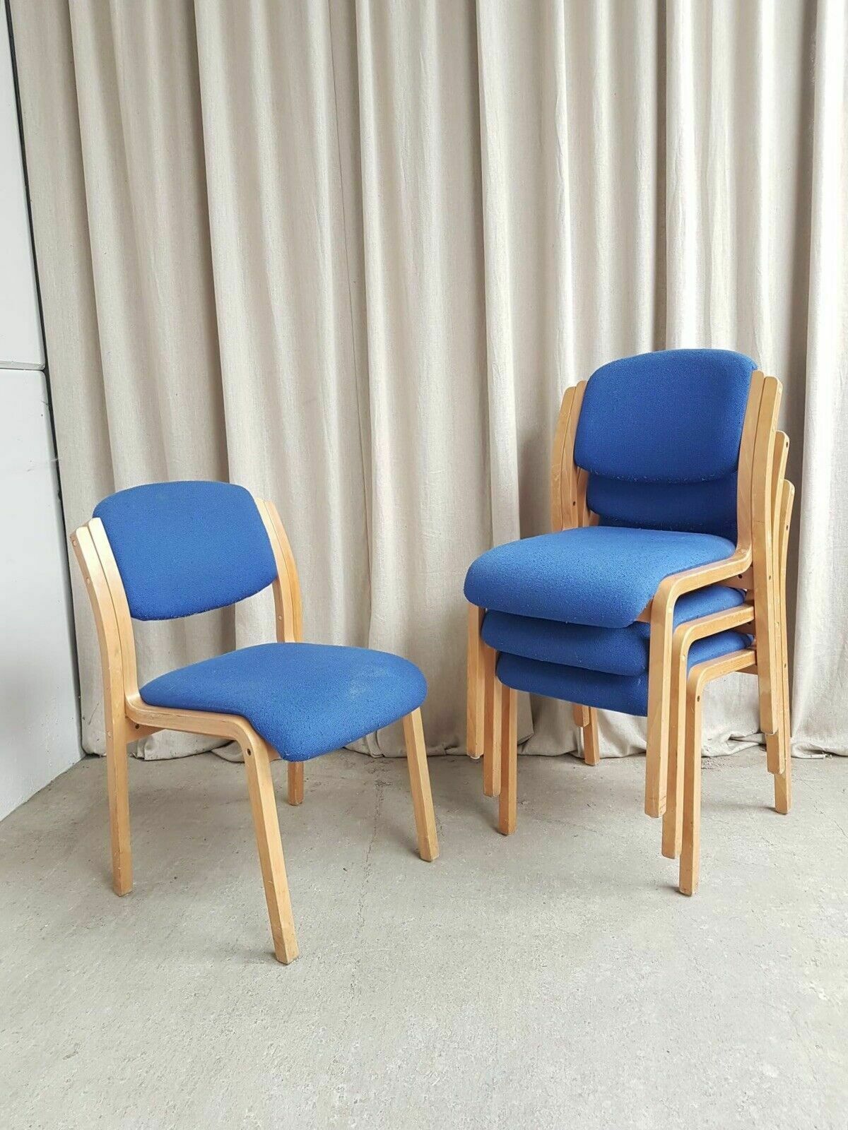 Furniture Vtg Late Mid Century Set Of 4 Modernist Style Dining Chairs Scandi Retro R504 photo