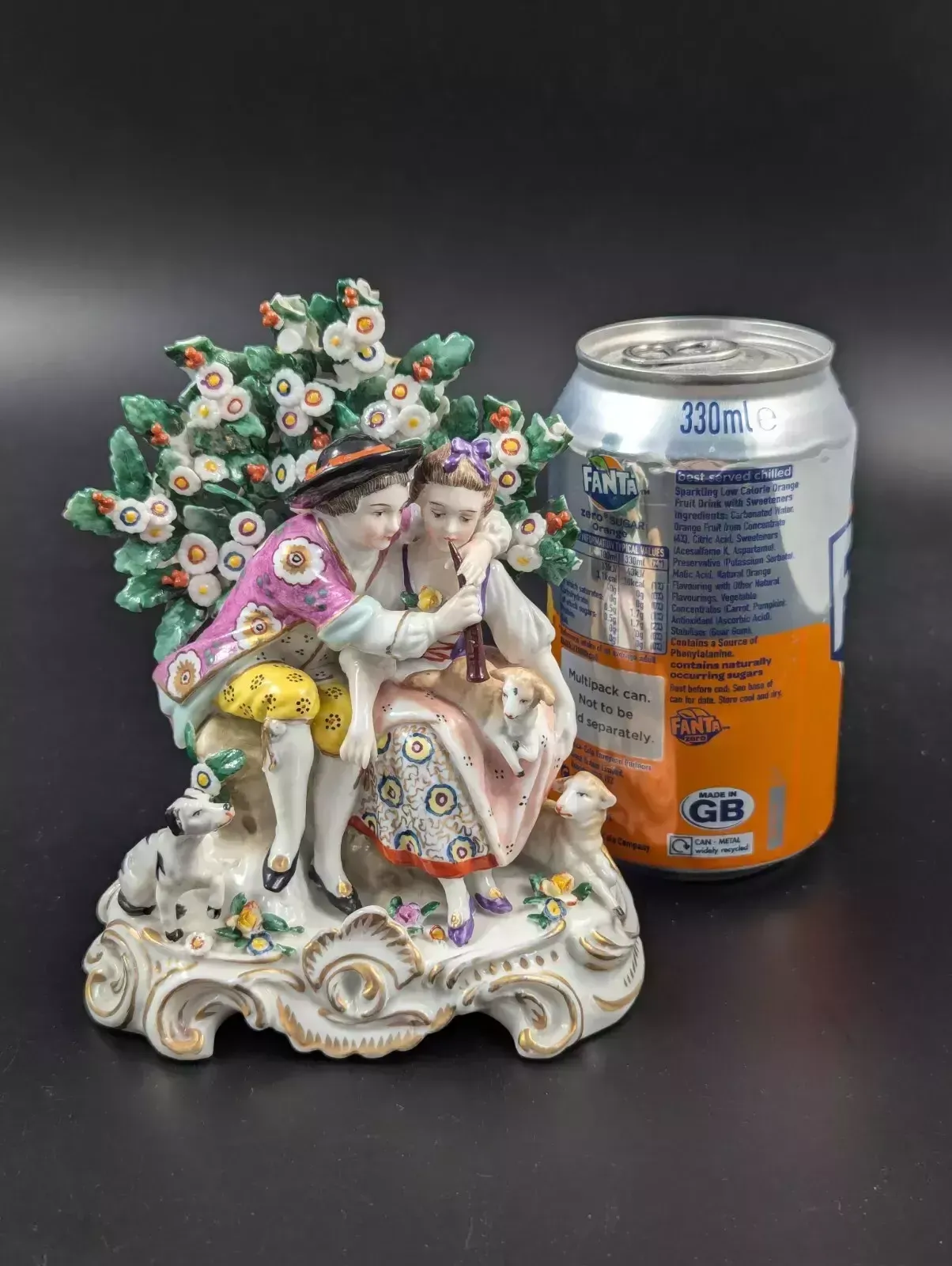Home Decor Antique Samson Style Porcelain Figurine “Music Lesson”, 19th Century. photo