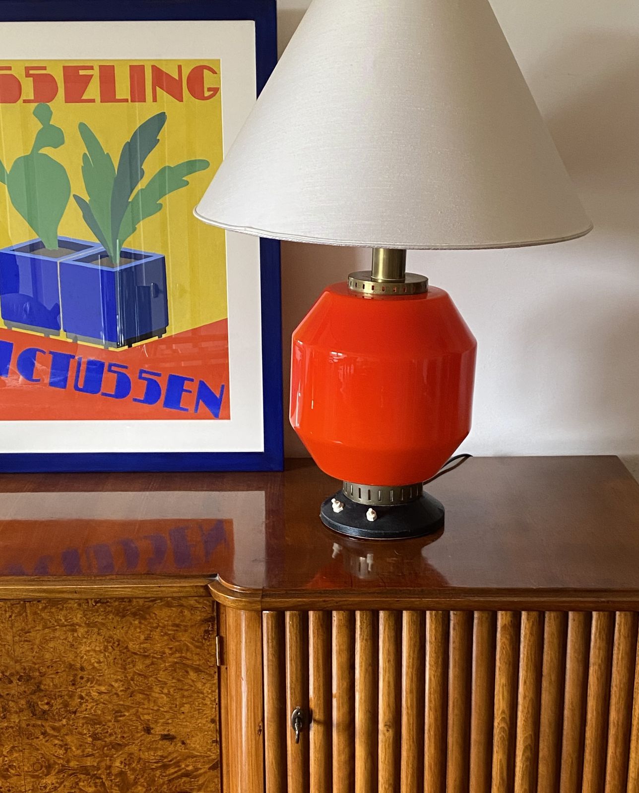 Space Age Orange Glass Table Lamp Base, Stilnovo, Italy 1960s photo furniture