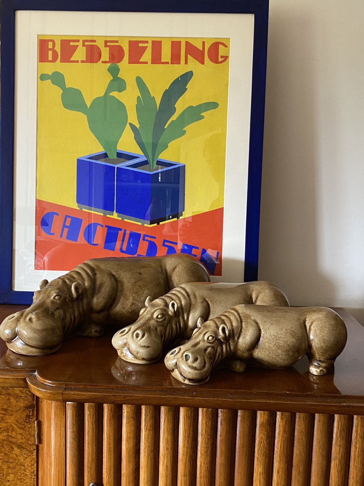 Mid Century Set Of 3 Ceramic Hippos, Zaccagnini Italy 1950s photo furniture