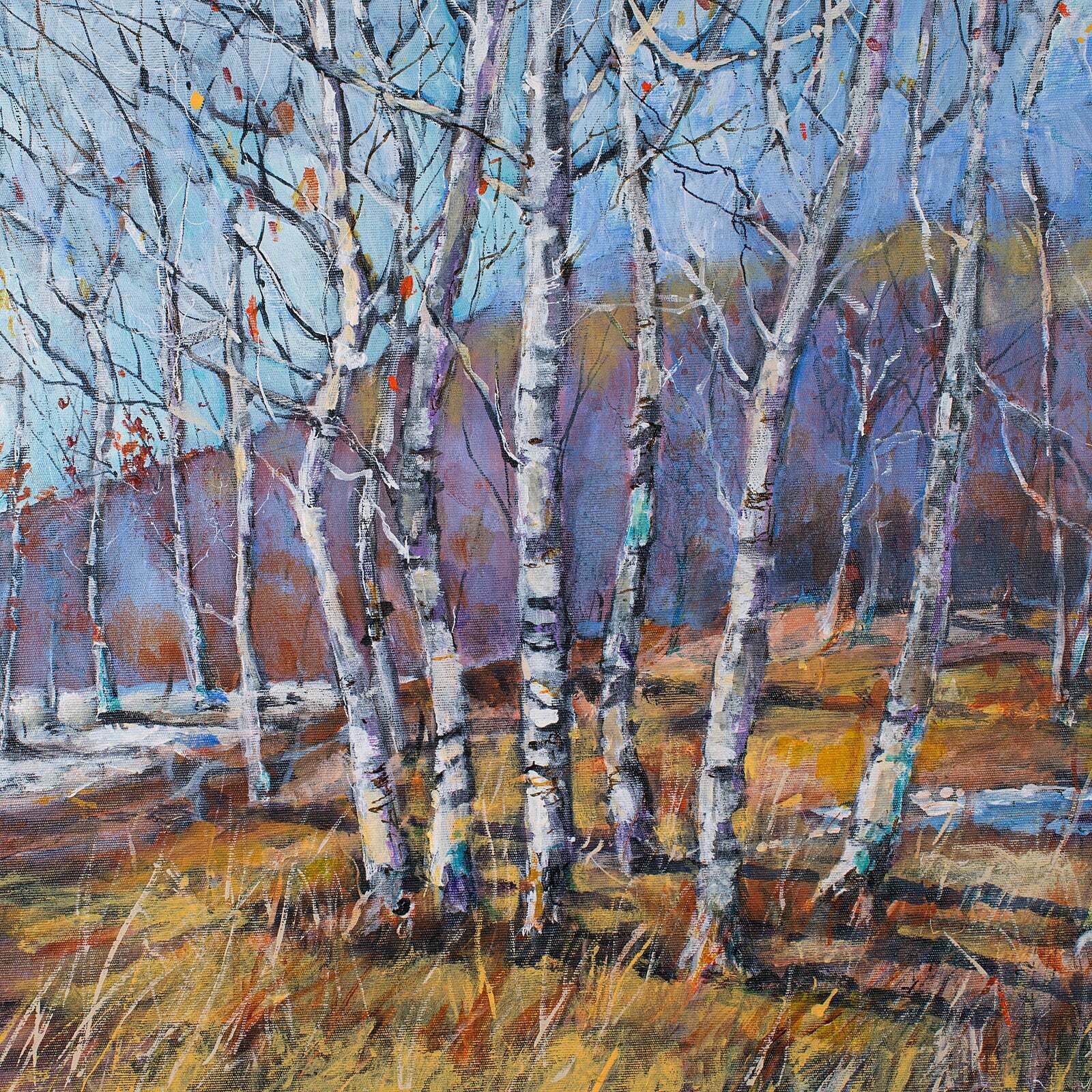 Framed Contemporary Landscape Painting, English, Oil, Art, Picture, Woodland photo Art