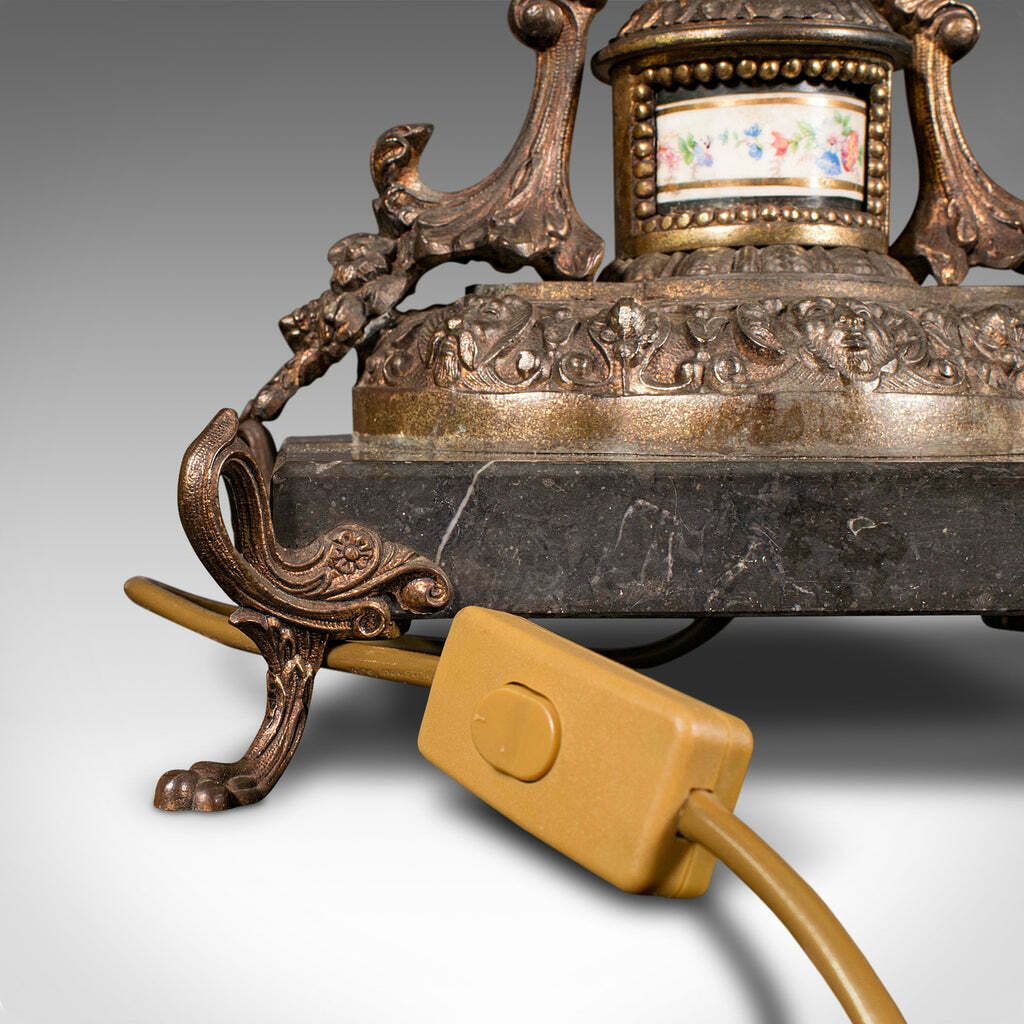 1295.0 Antique Table Lamp, French, Gilt Metal, Marble, Side Light, Edwardian, C.1910 photo