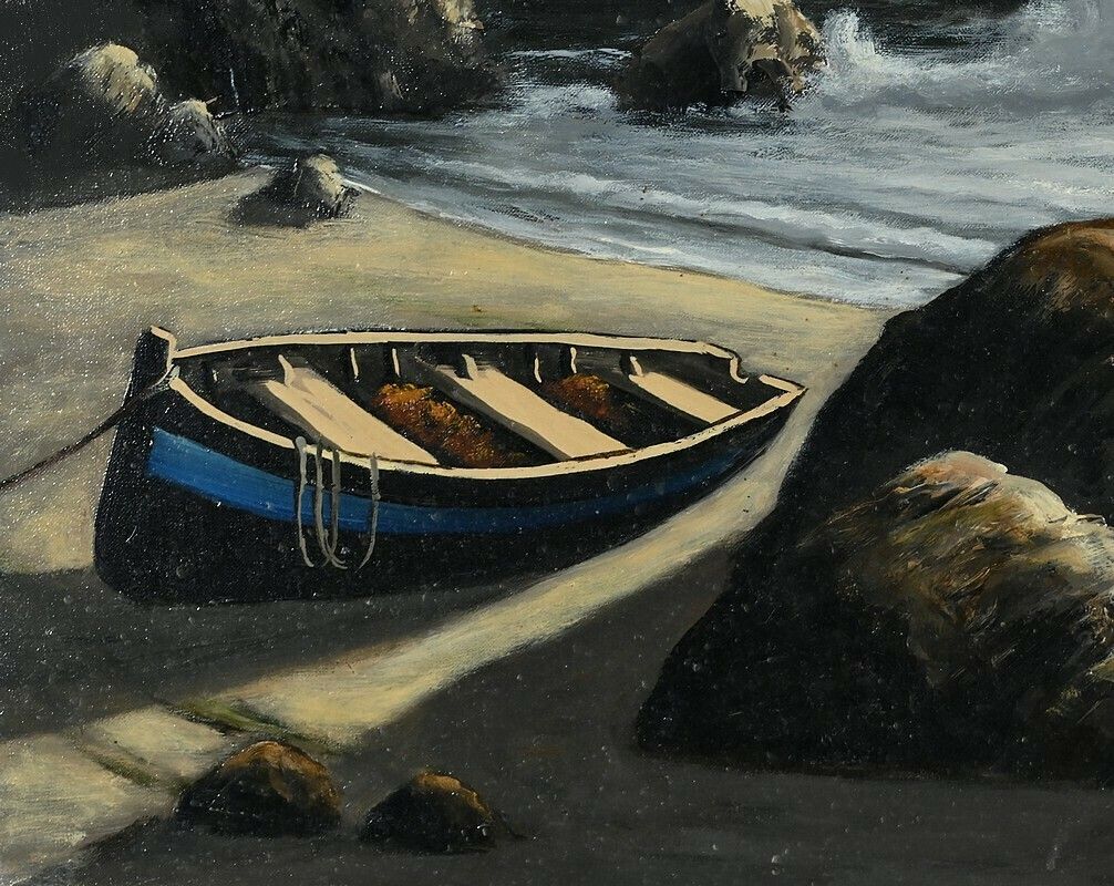 Grande Huile Sur Toile Marine Signée F. Carbu – Xxe photo Art