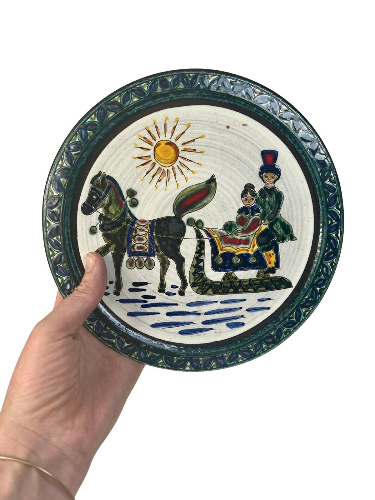 Swiss Pottery Mid Century Swiss Pottery Farmhouse Wall Plate Horse Painting Grandpa Chic Decor Hand Painted European Ceramic Wall Art photo buy
