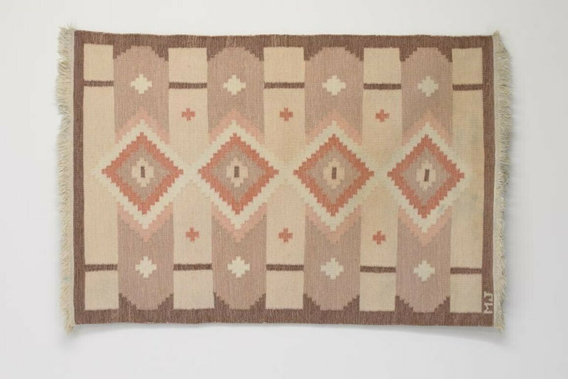 Mid Century Swedish Kilim In Tones Of Brown And Pink photo furniture