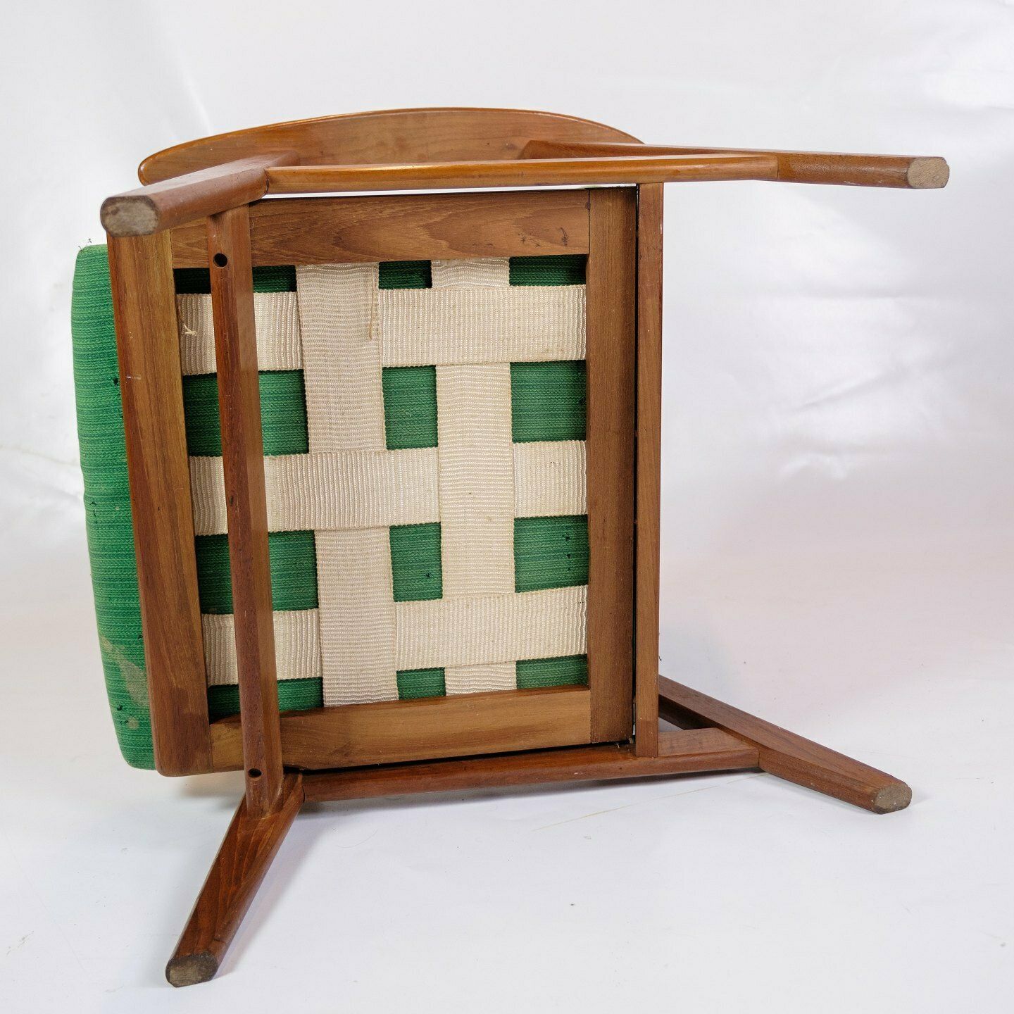 Armchair In Teak & Upholstered In Green Fabric, Danish Design From 1960s photo vinterior