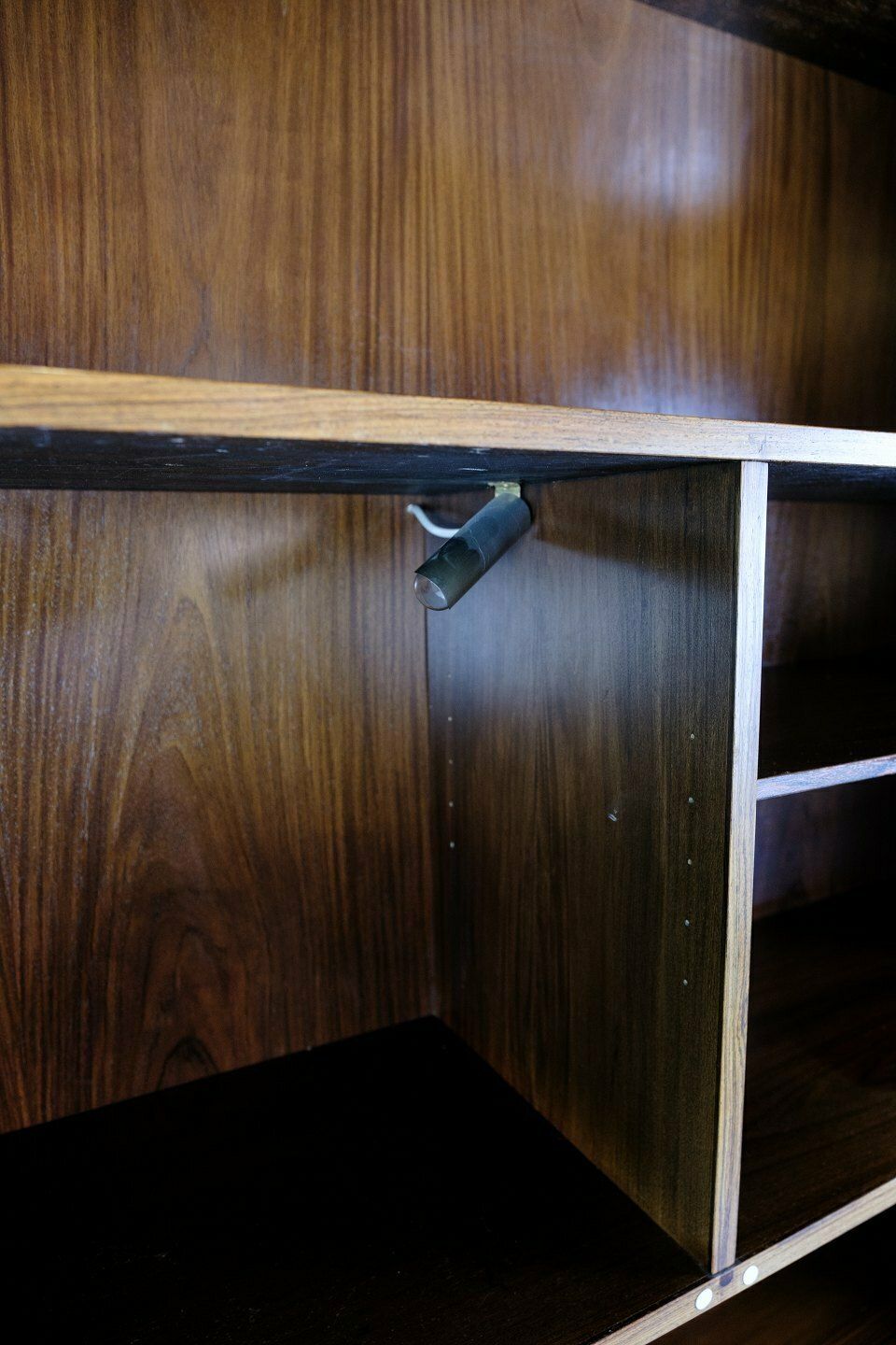 Shelving System Light Display In Rosewood, Danish Design From 1960s photo for sale