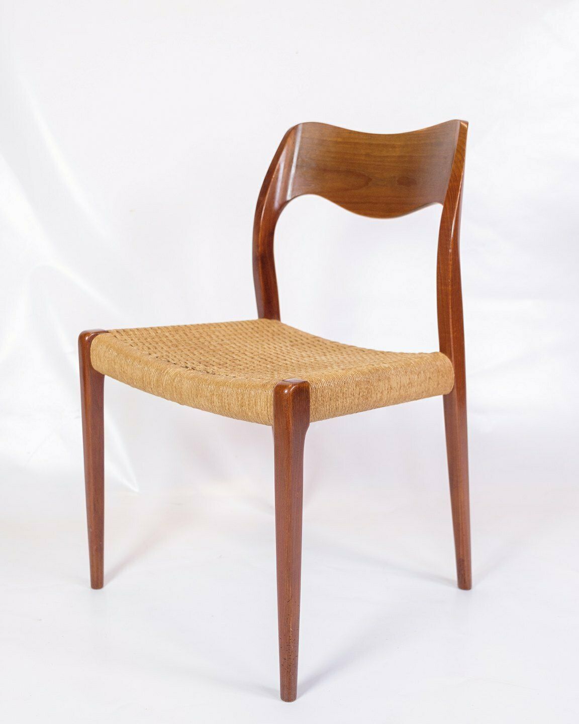 Set Of 4 Dining Chairs Model 71 In Teak & Paper Wicker By Niels O. Møller From 1960s photo for sale