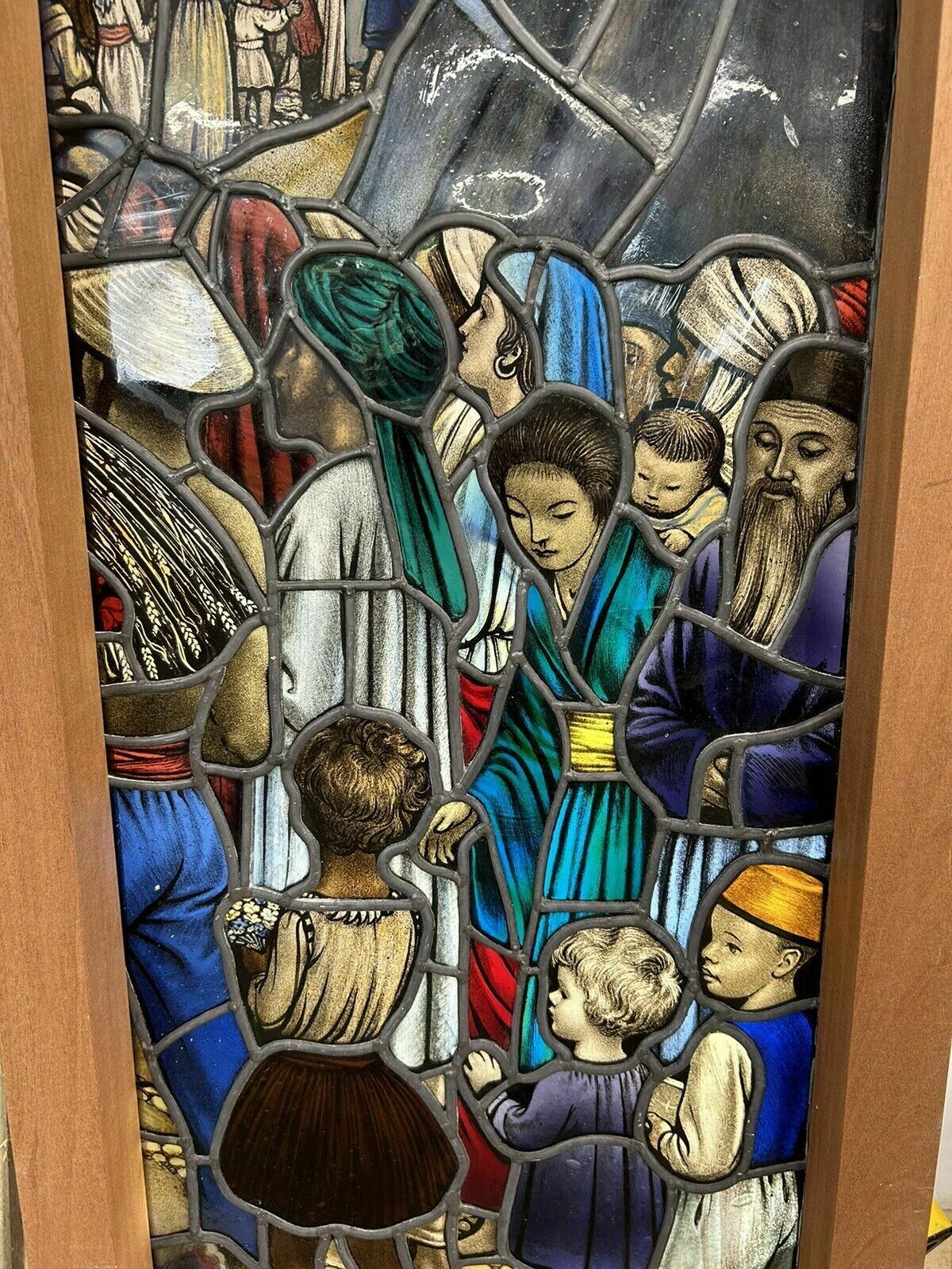 Victorian Stained Glass Hand Painted Rare Window Panel Old Restored Antique Lead photo 3127.0