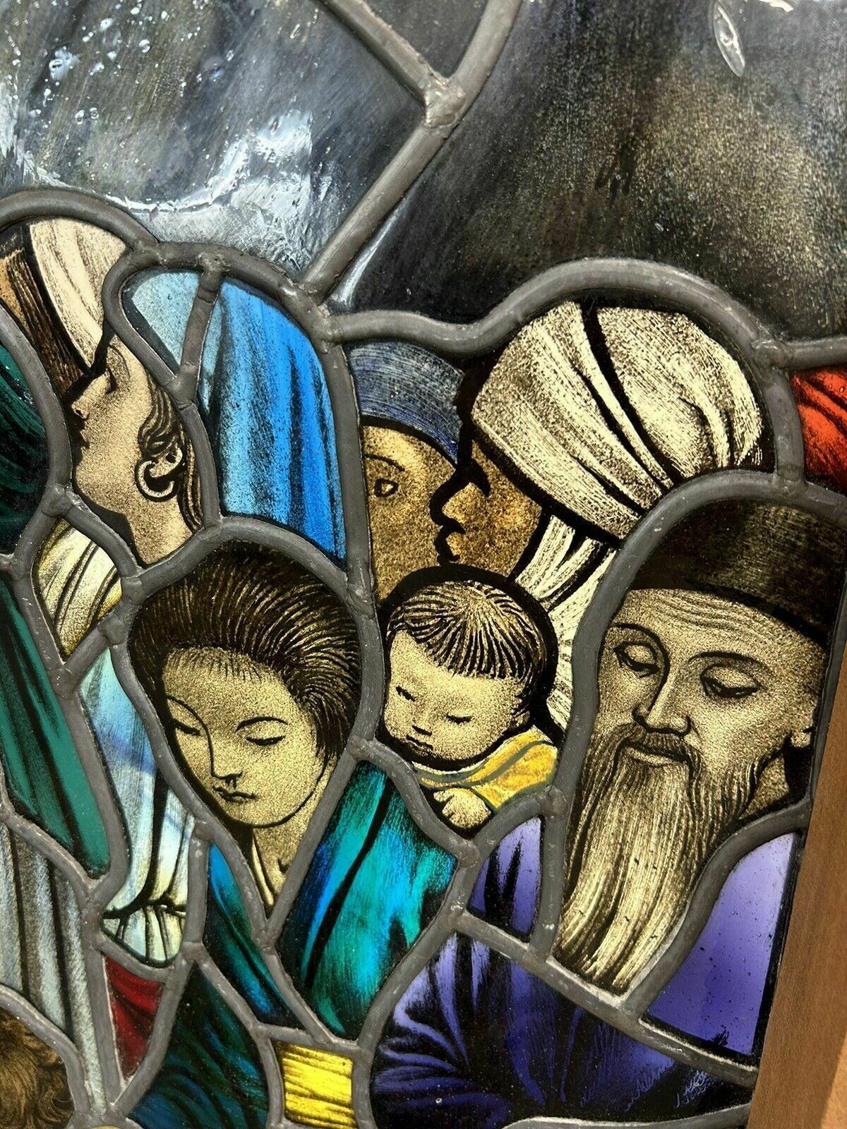 photo furniture Victorian Stained Glass Hand Painted Rare Window Panel Old Restored Antique Lead
