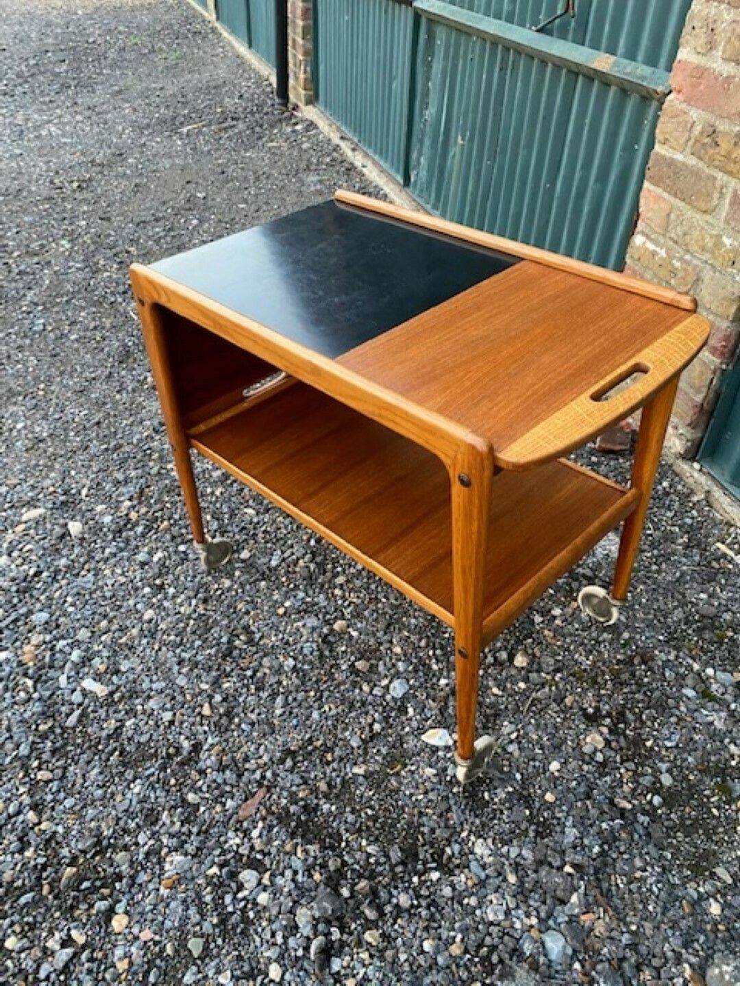 photo for sale Mcm 'Thea' Teak & Oak Drinks Trolley / Bar Cart By Yngve Ekstrom, Sweden, 1950s