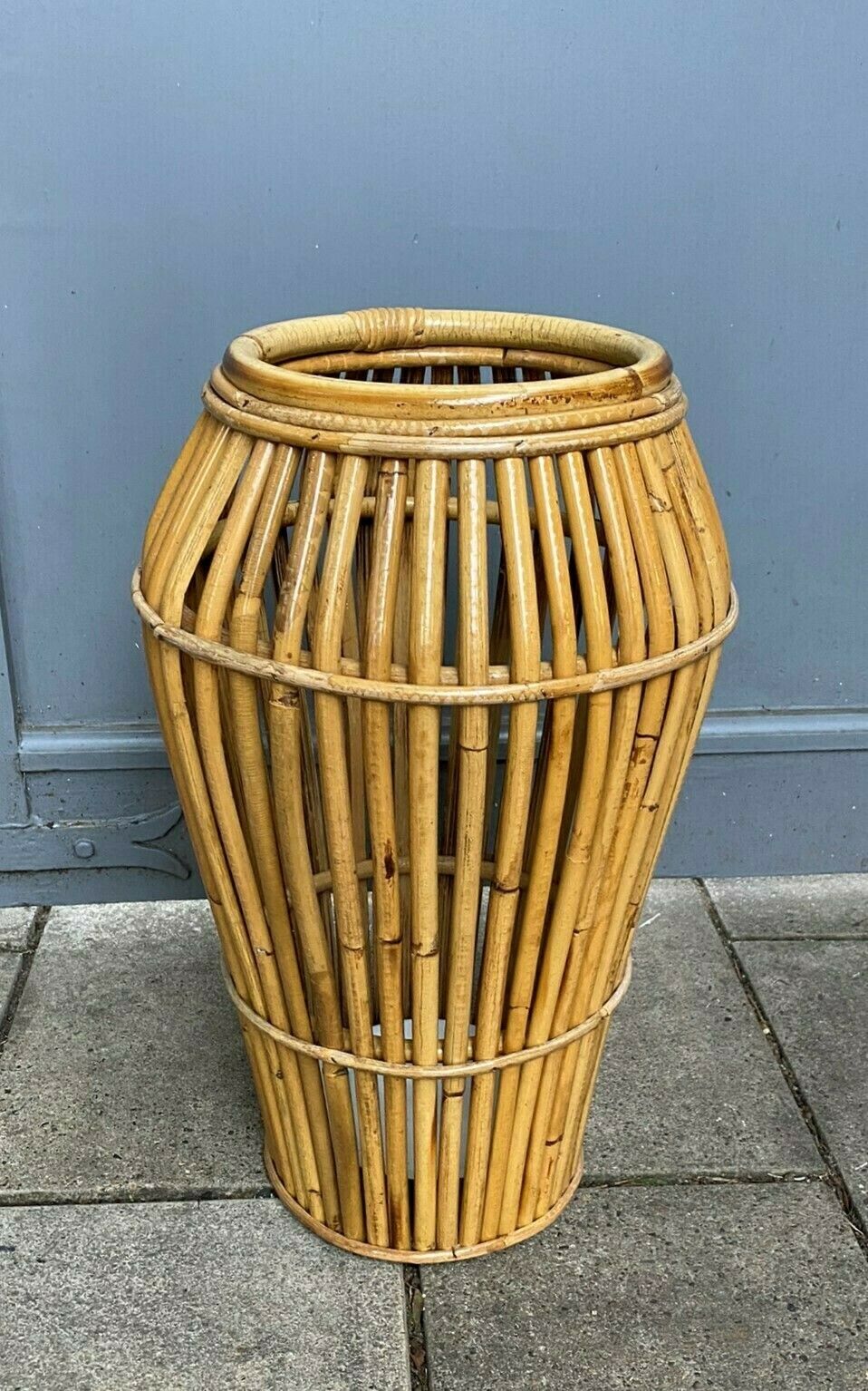 photo vinterior Italian Bamboo Umbrella Stand / Cane Stand Attributed To Franco Albini For  Vittorio Bonacina, 1970s