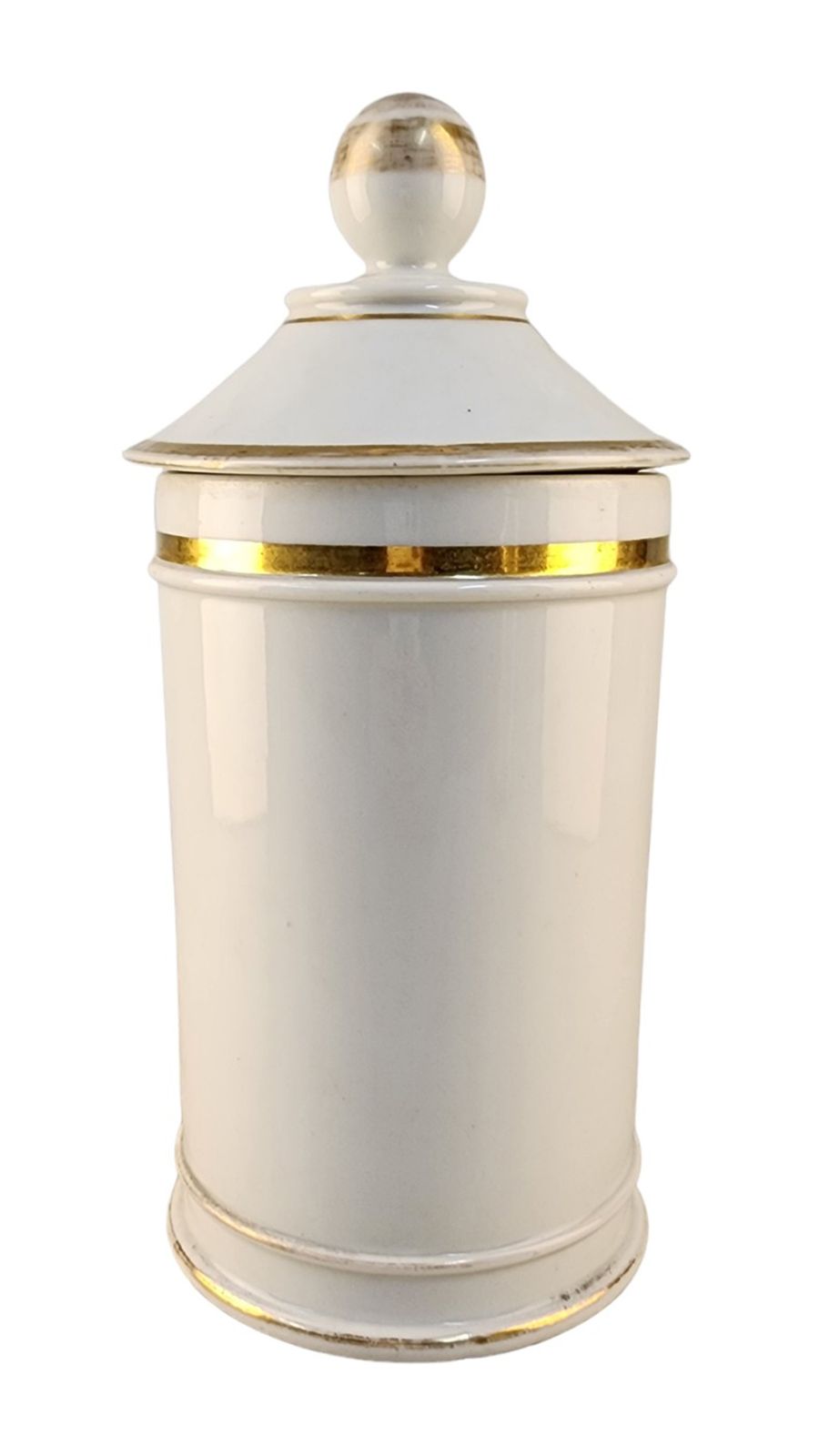 Late 18th Century French Glazed Porcelain Apothecary/Pharmacy Jar With Lid   'Alum: Rocc: L:' photo furniture