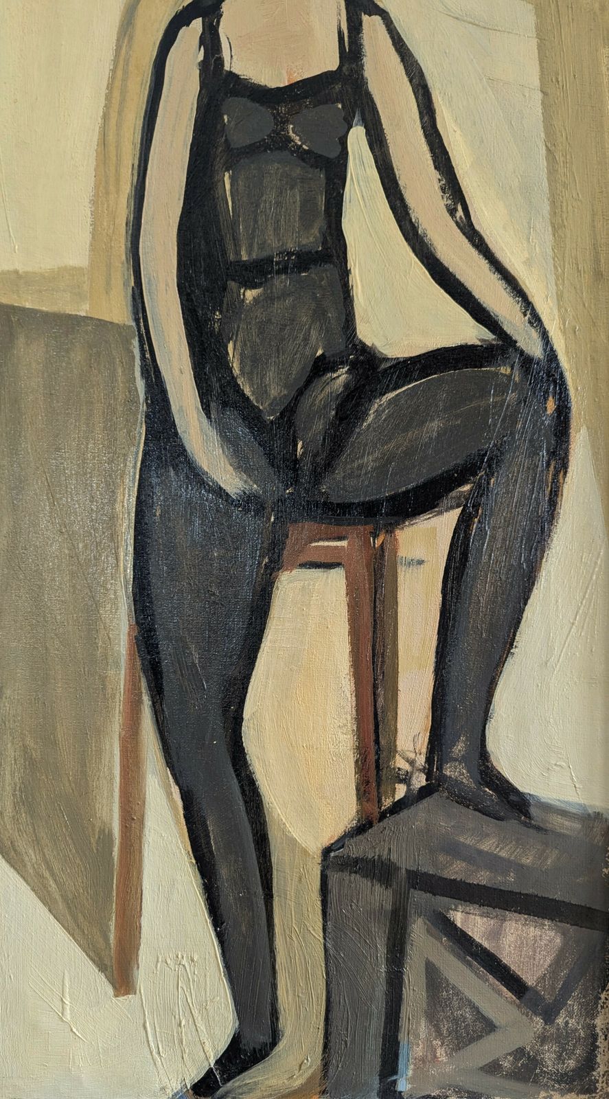 Pose  Oil Painting, 1950s, Modernist photo buy