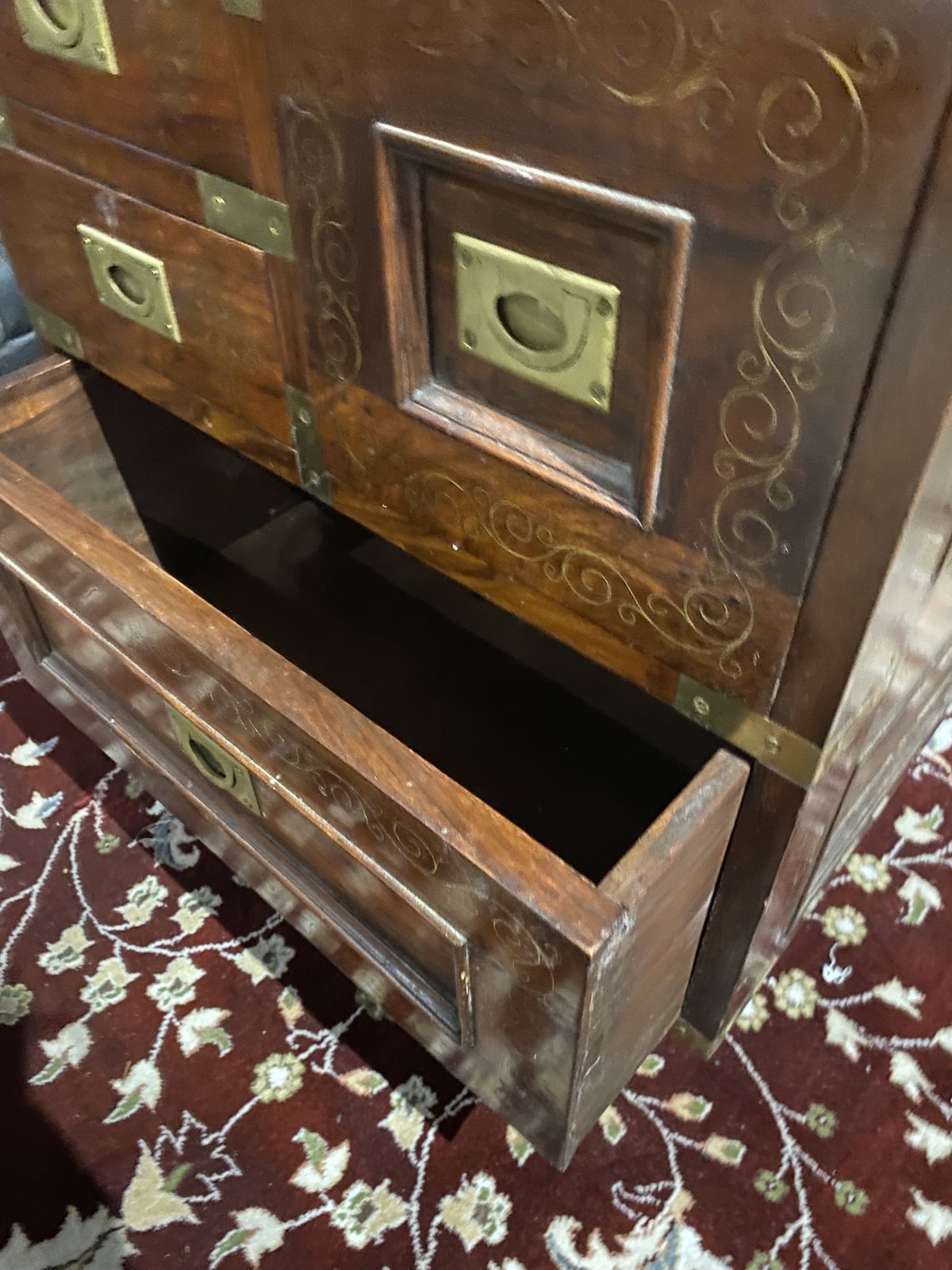 Mahogany Chest Of Drawers With Brass Inlay photo furniture