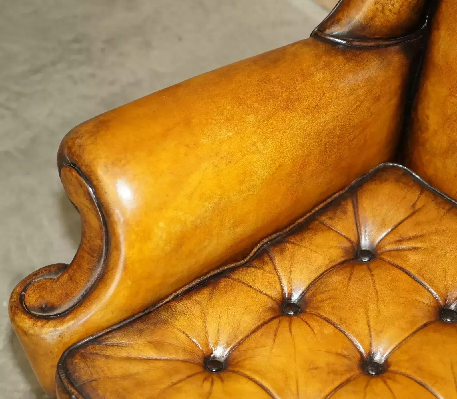 Museum Quality Restored Victorian Brown Leather Chesterfield Wingback Armchair photo buy