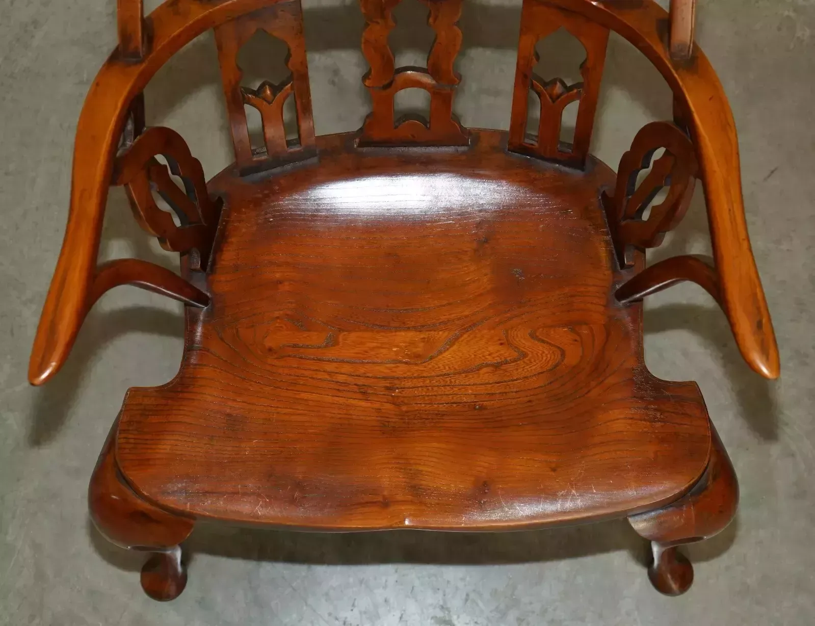 Sublime Fully Restored Gothic Windsor Steeple Back Burr Yew & Elm Armchair photo vinterior