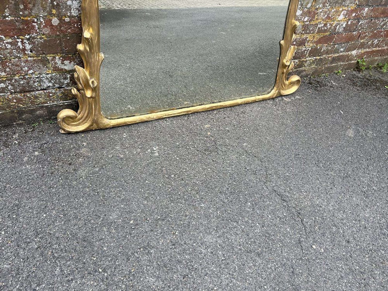 A Stunning Large Antique English 19th C Shaped Gilt Overmantle Mirror. photo Home Decor