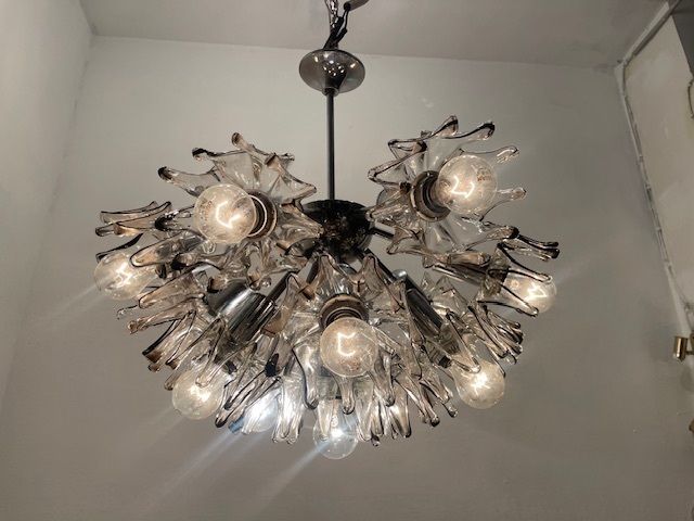 1200.0 Large Midcentury Murano Mazzega Glass Chandelier 1970’s photo
