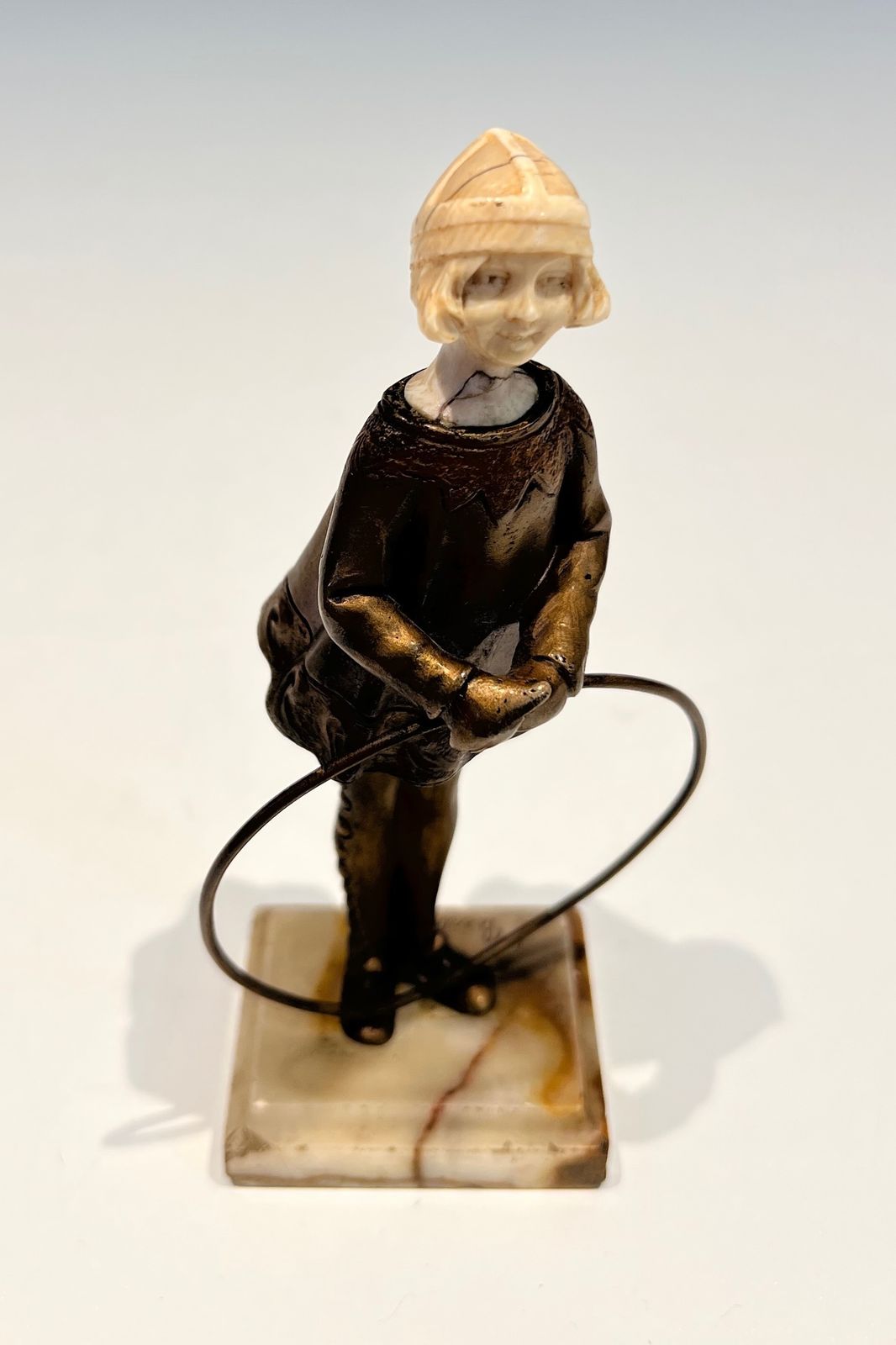 Chryselephantine Representing A Young Girl With A Hoop Signed Bertrand On Its Onyx Base photo furniture