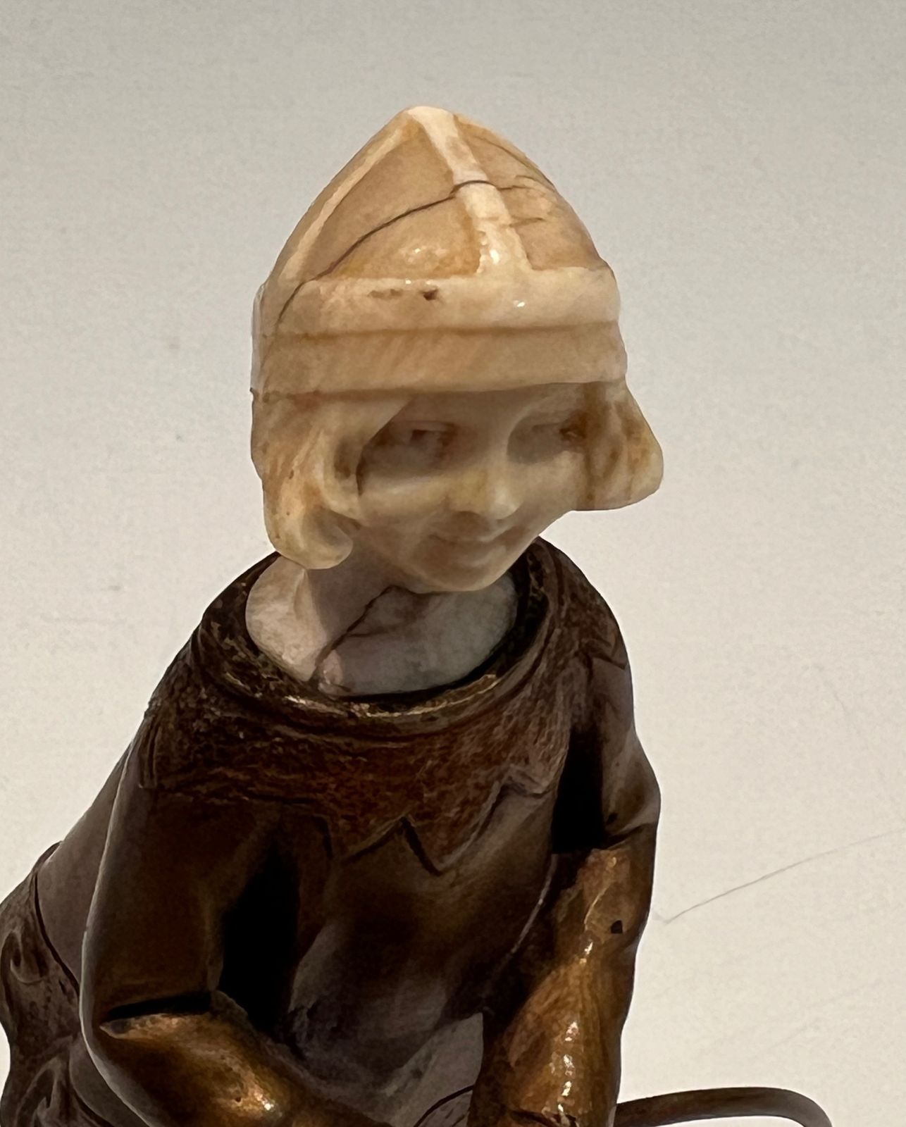 Chryselephantine Representing A Young Girl With A Hoop Signed Bertrand On Its Onyx Base photo 1850.0