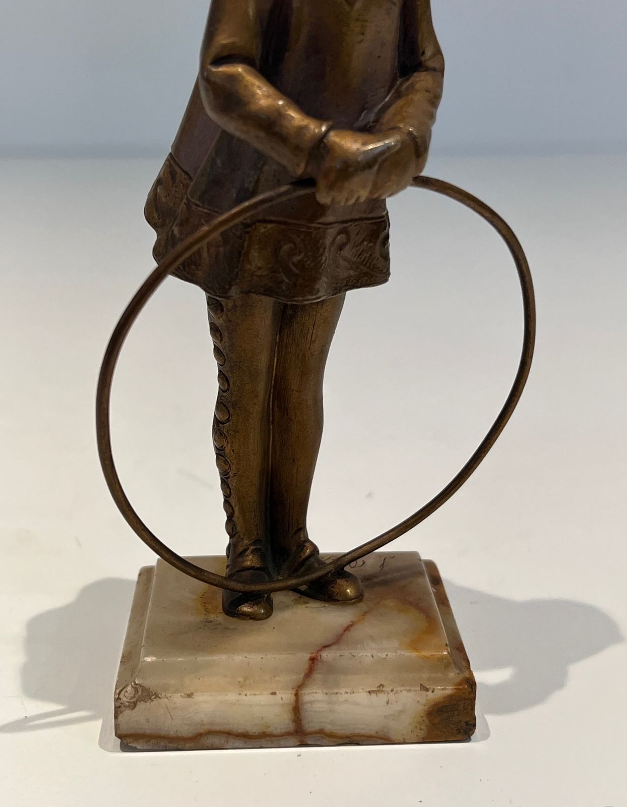 Chryselephantine Representing A Young Girl With A Hoop Signed Bertrand On Its Onyx Base photo vinterior