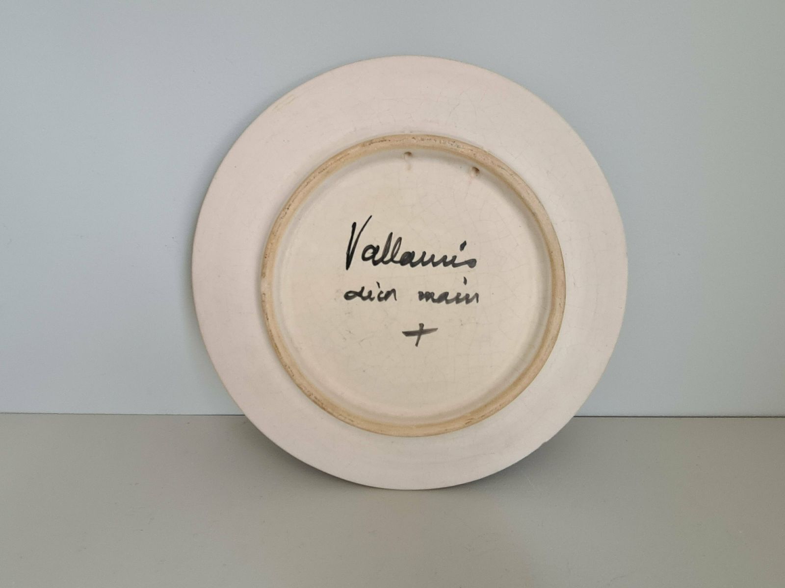 Decorative Plate Signed Vallauris Handmade Decor / Fish / Painting / 1950 / French Riviera / Mid Century / 20th Century photo furniture