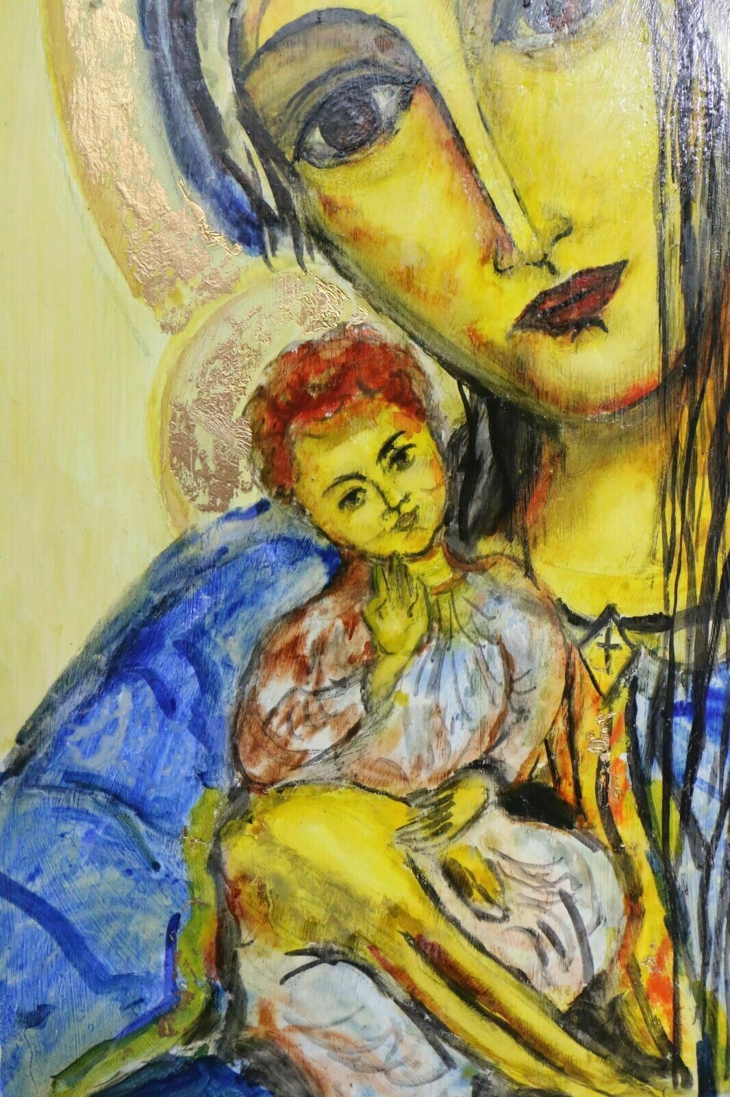 A Christian Large Decorative Icon Repro Of Medieval Russian Antique Icon Painted Wood Wall Hanging photo for sale