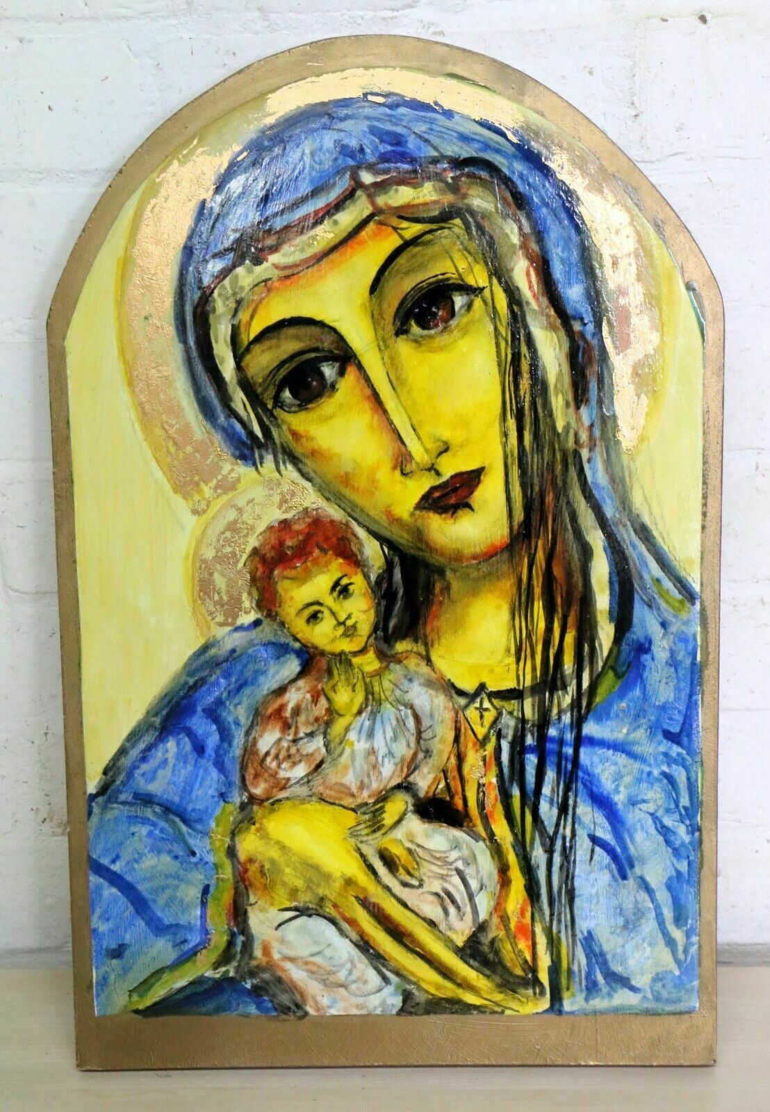 photo vinterior A Christian Large Decorative Icon Repro Of Medieval Russian Antique Icon Painted Wood Wall Hanging