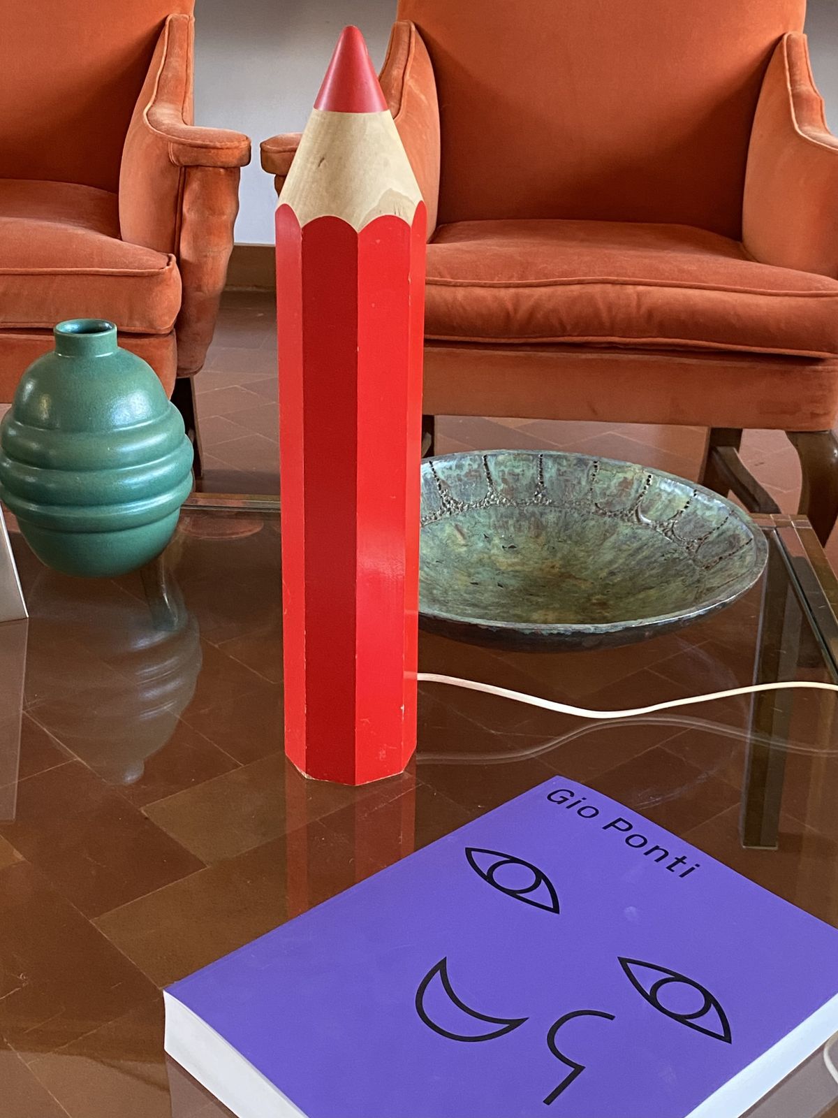 Michel Aroutcheff, Postmodern Red Pencil Table Lamp, Ed. Vilac France 1980s photo 500.0