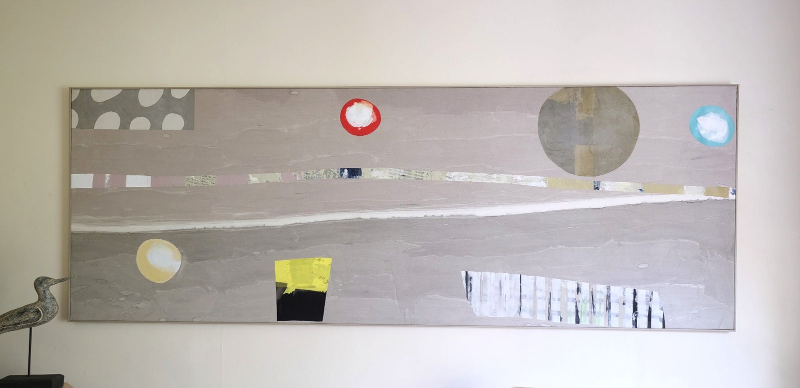 Art Large Contemporary Abstract Oil Painting On Canvas In Greige Taupe Tones photo